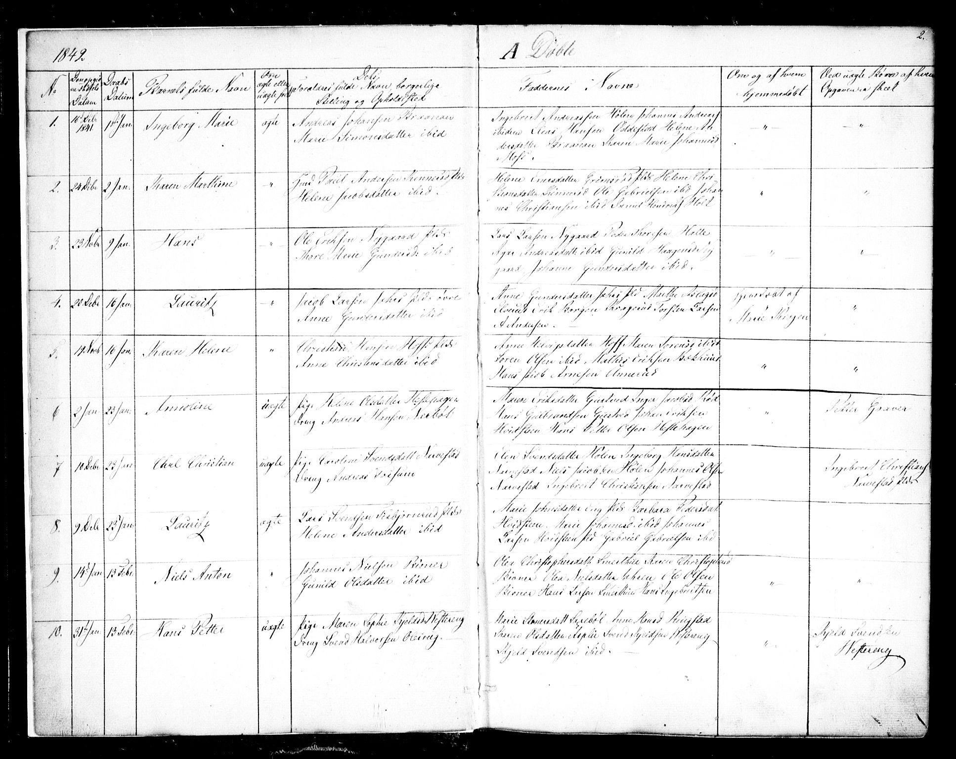 Hobøl prestekontor Kirkebøker, SAO/A-2002/F/Fa/L0003: Parish register (official) no. I 3, 1842-1864, p. 2