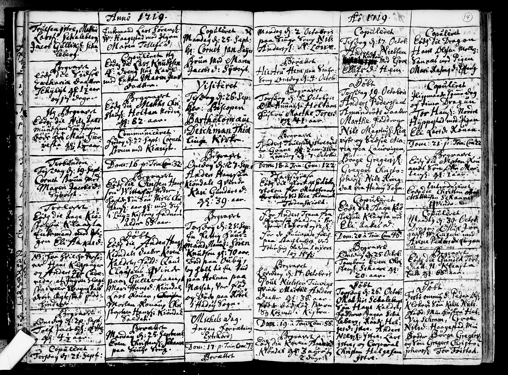 Tjølling kirkebøker, AV/SAKO-A-60/F/Fa/L0002: Parish register (official) no. 2, 1716-1734, p. 14