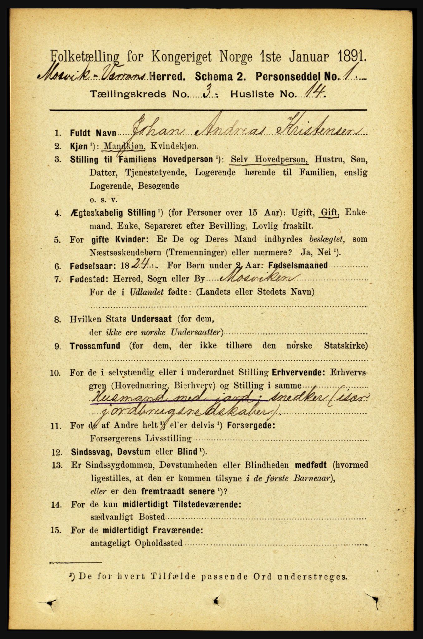 RA, 1891 census for 1723 Mosvik og Verran, 1891, p. 1004