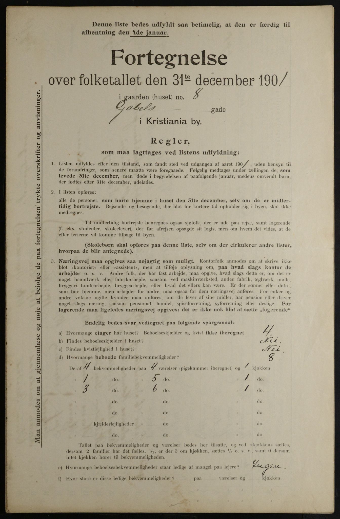 OBA, Municipal Census 1901 for Kristiania, 1901, p. 4576