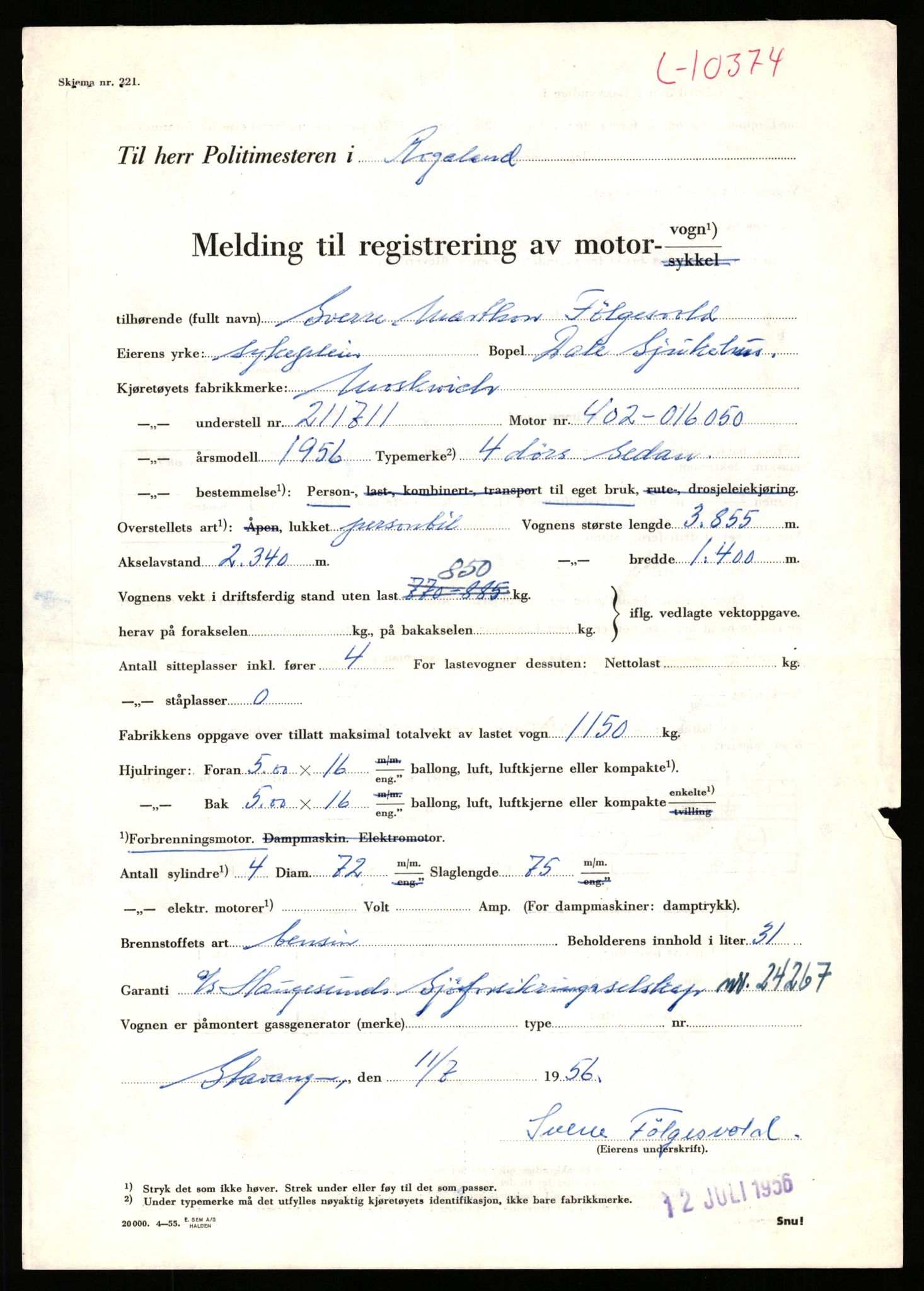 Stavanger trafikkstasjon, AV/SAST-A-101942/0/F/L0018: L-10000 - L-10499, 1930-1971, p. 1493