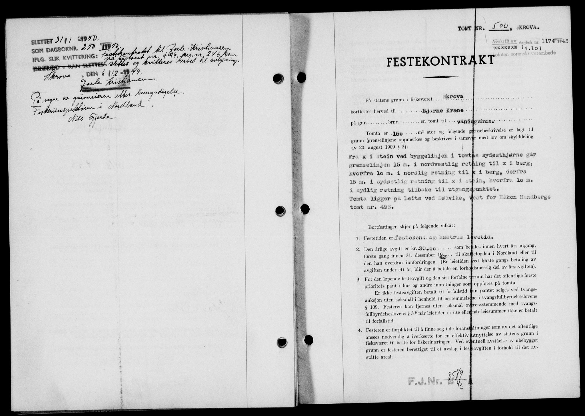 Lofoten sorenskriveri, SAT/A-0017/1/2/2C/L0011a: Mortgage book no. 11a, 1943-1943, Diary no: : 1174/1943
