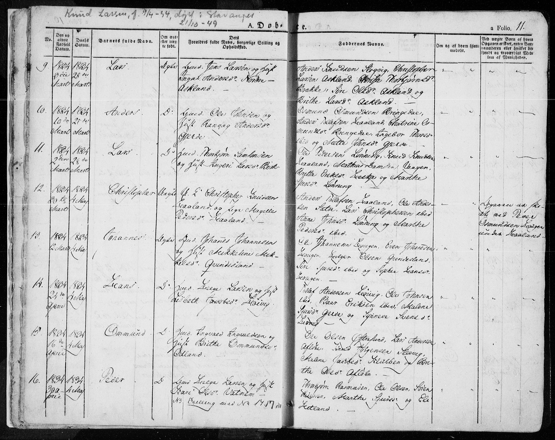 Tysvær sokneprestkontor, AV/SAST-A -101864/H/Ha/Haa/L0001: Parish register (official) no. A 1.1, 1831-1856, p. 11