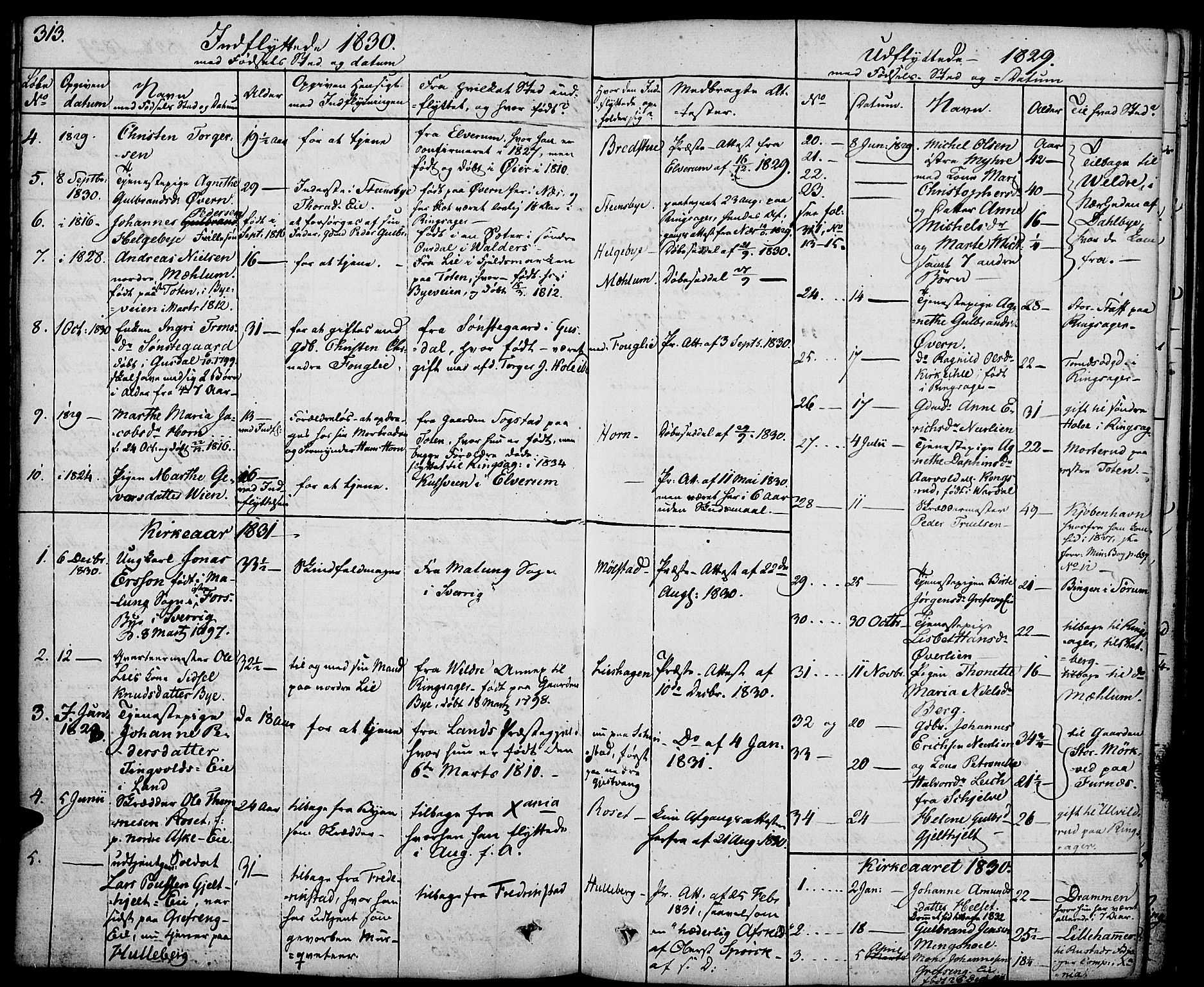 Nes prestekontor, Hedmark, SAH/PREST-020/K/Ka/L0003: Parish register (official) no. 3, 1827-1851, p. 313