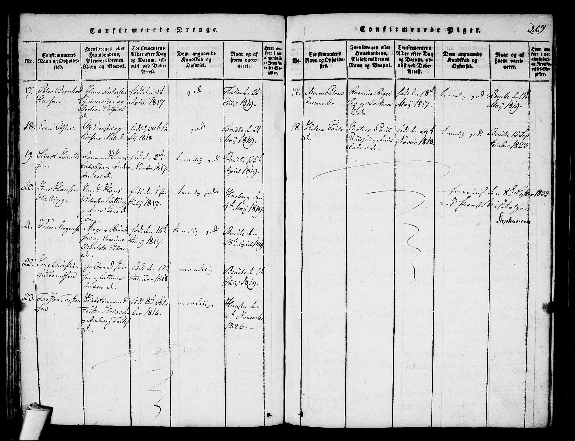 Stavern kirkebøker, SAKO/A-318/F/Fa/L0006: Parish register (official) no. 6, 1816-1839, p. 269