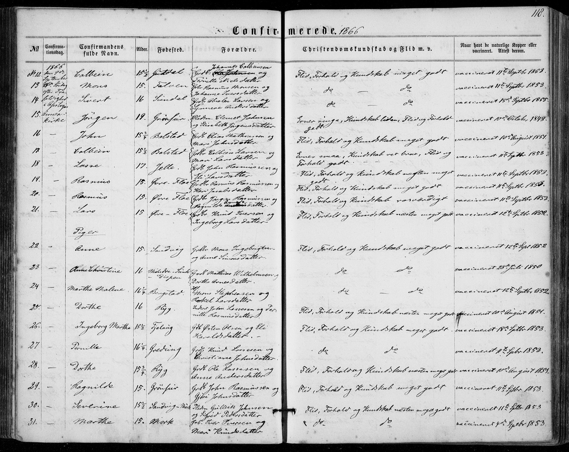 Stryn Sokneprestembete, SAB/A-82501: Parish register (official) no. A 3, 1862-1877, p. 118