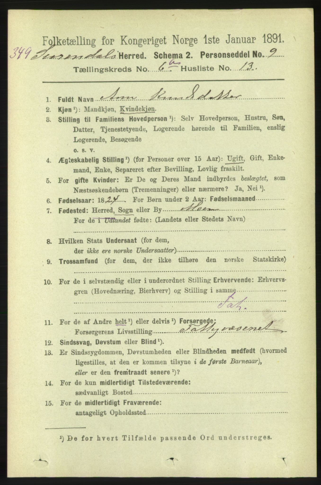 RA, 1891 census for 1566 Surnadal, 1891, p. 1746