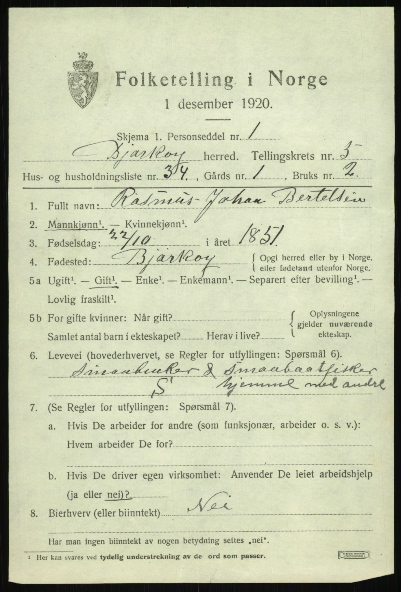 SATØ, 1920 census for Bjarkøy, 1920, p. 2675