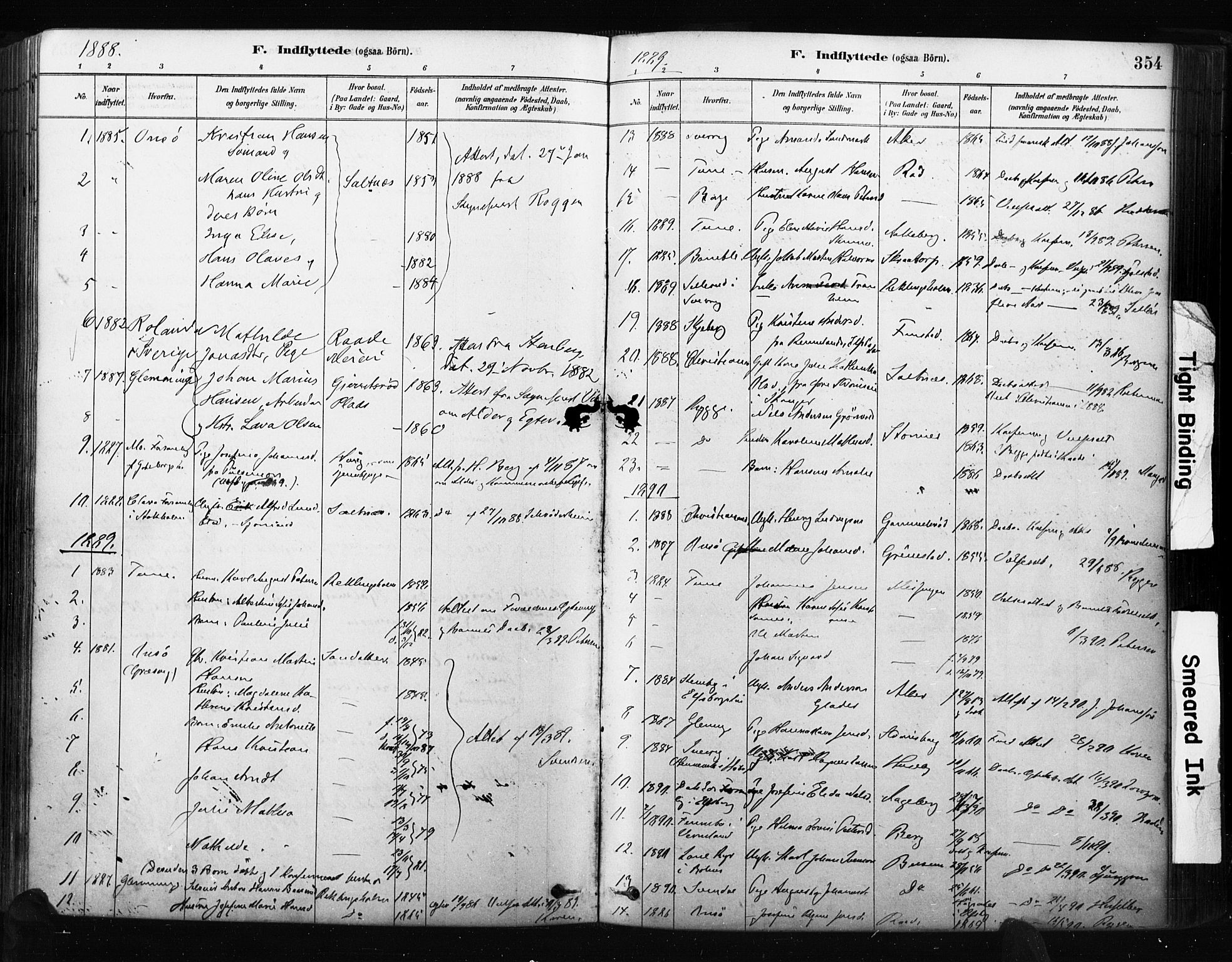 Råde prestekontor kirkebøker, AV/SAO-A-2009/F/Fa/L0007: Parish register (official) no. 7, 1878-1902, p. 354