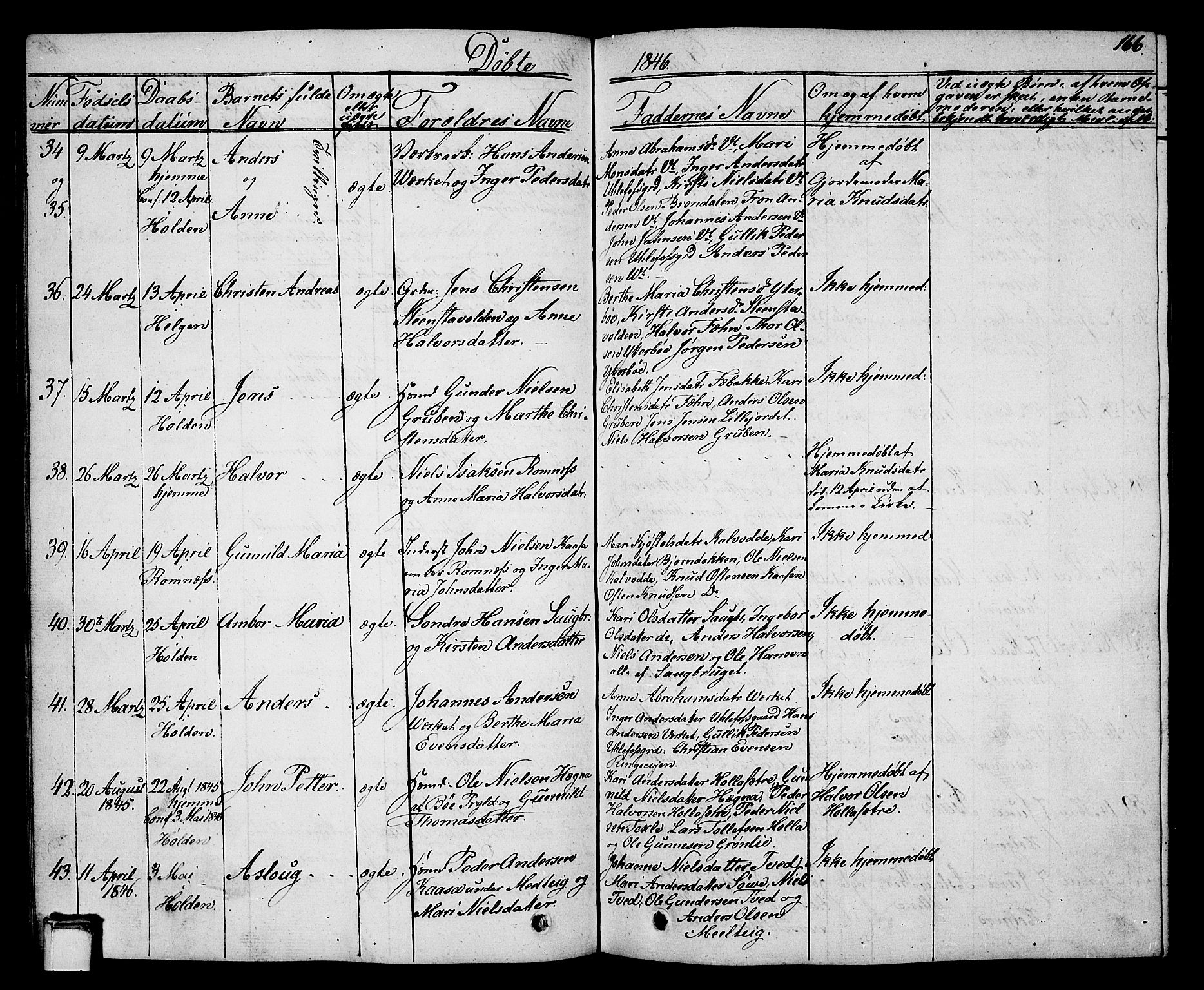 Holla kirkebøker, SAKO/A-272/G/Ga/L0002: Parish register (copy) no. I 2, 1830-1848, p. 166