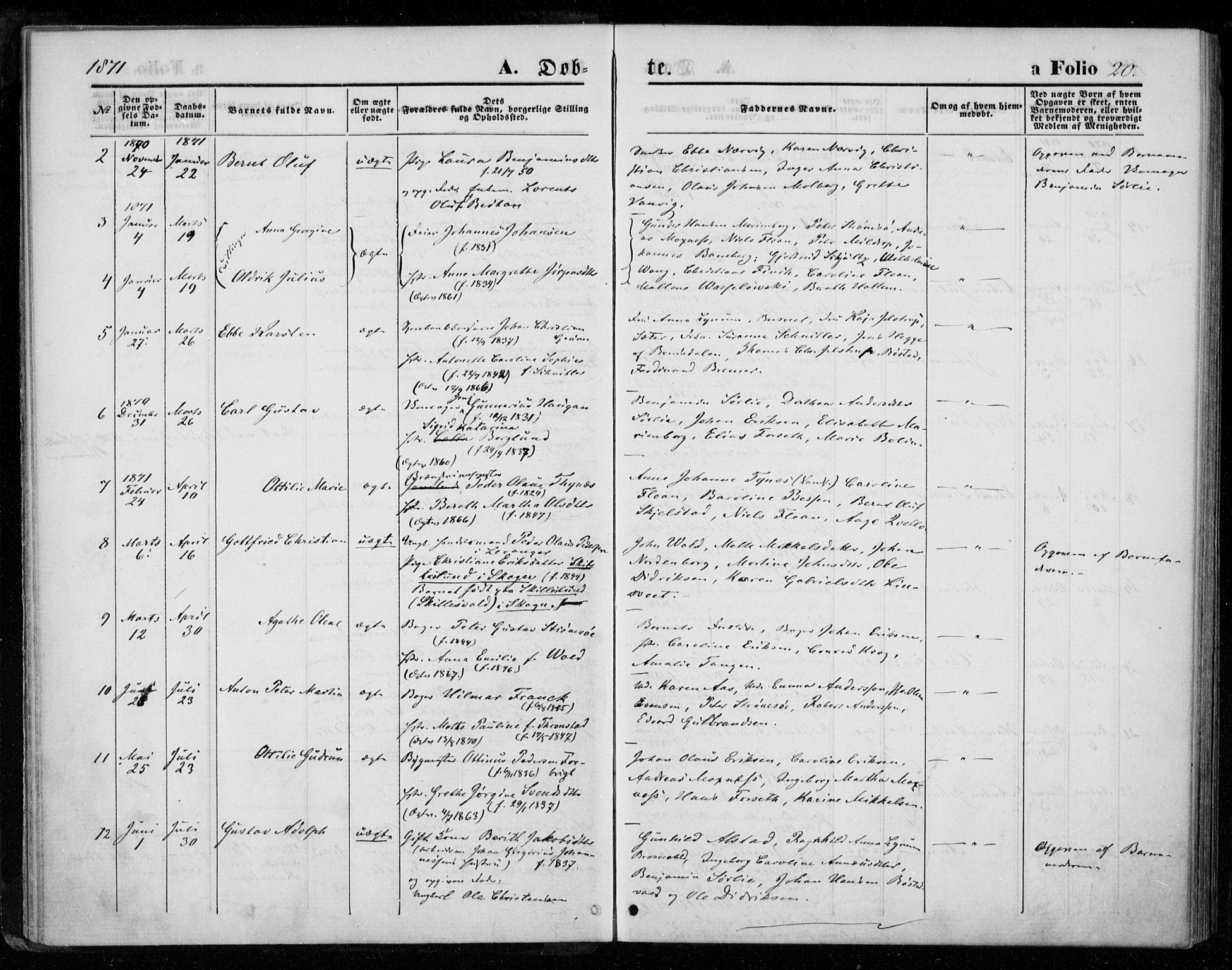 Ministerialprotokoller, klokkerbøker og fødselsregistre - Nord-Trøndelag, SAT/A-1458/720/L0186: Parish register (official) no. 720A03, 1864-1874, p. 20