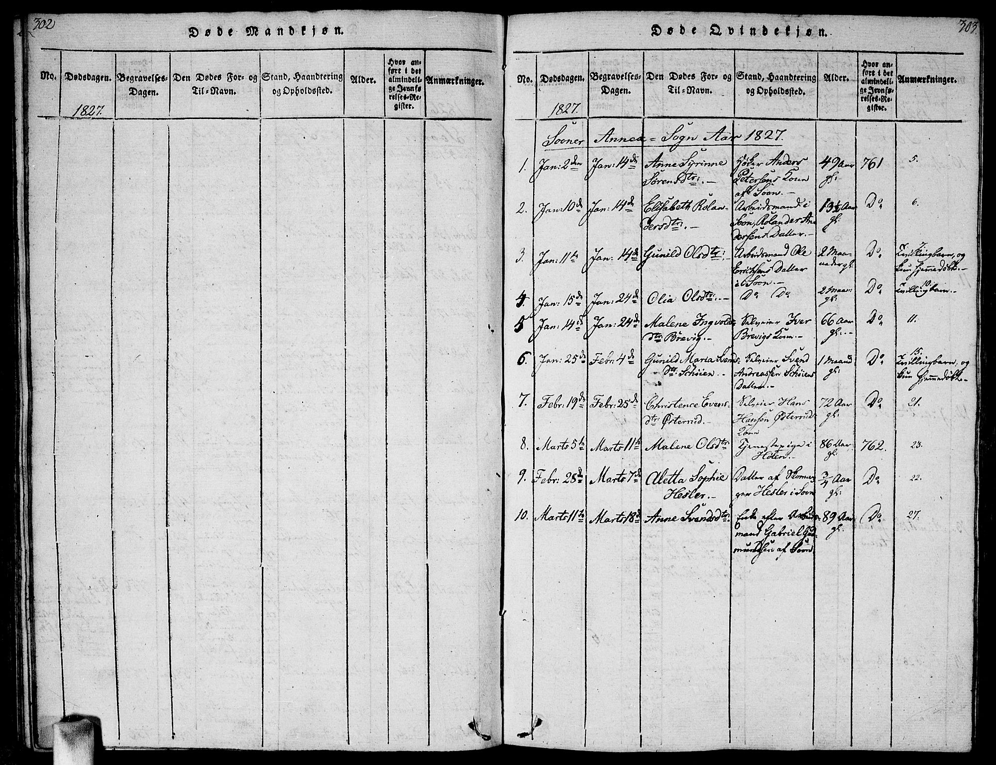Vestby prestekontor Kirkebøker, SAO/A-10893/G/Ga/L0001: Parish register (copy) no. I 1, 1814-1827, p. 302-303