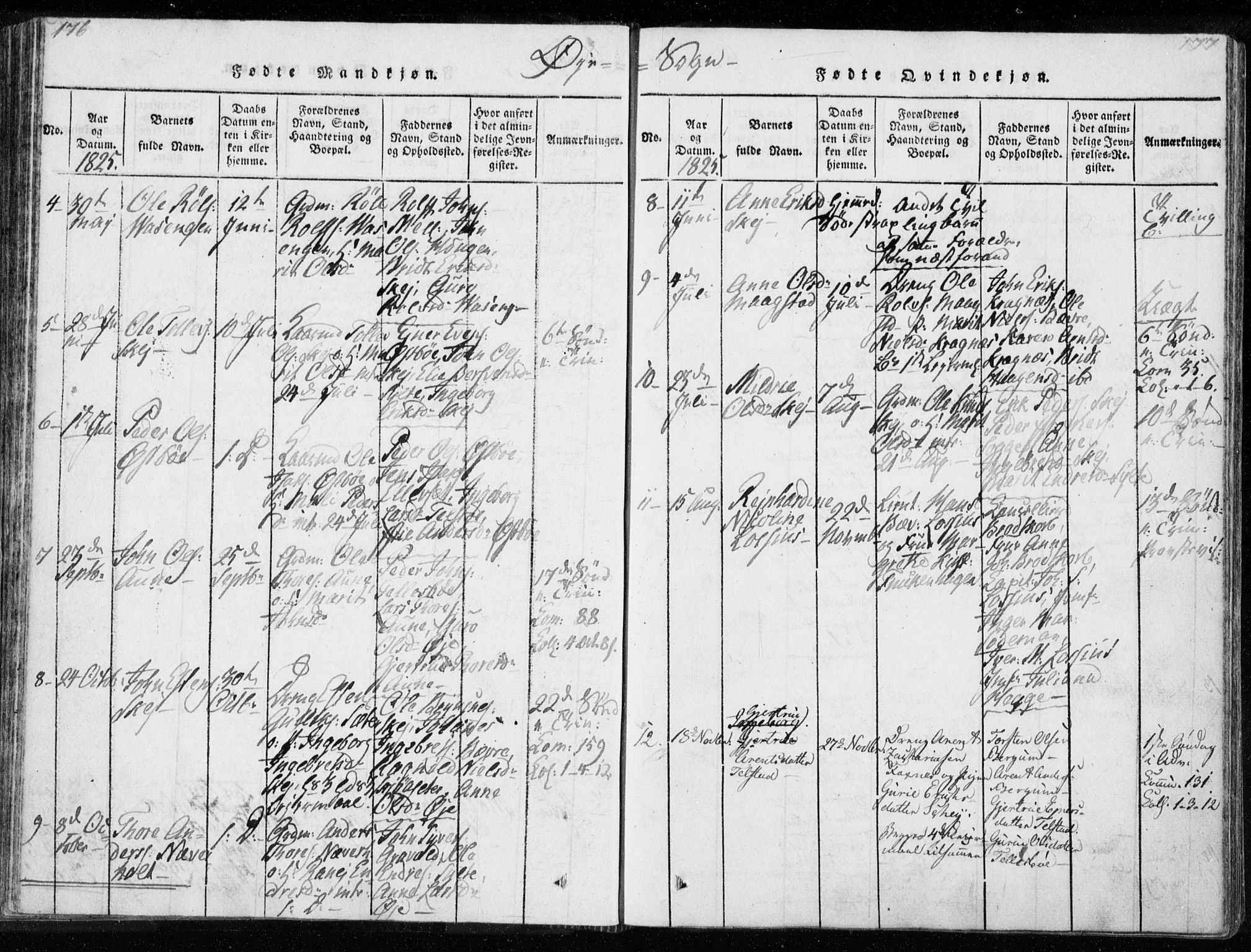 Ministerialprotokoller, klokkerbøker og fødselsregistre - Møre og Romsdal, AV/SAT-A-1454/595/L1041: Parish register (official) no. 595A03, 1819-1829, p. 176-177