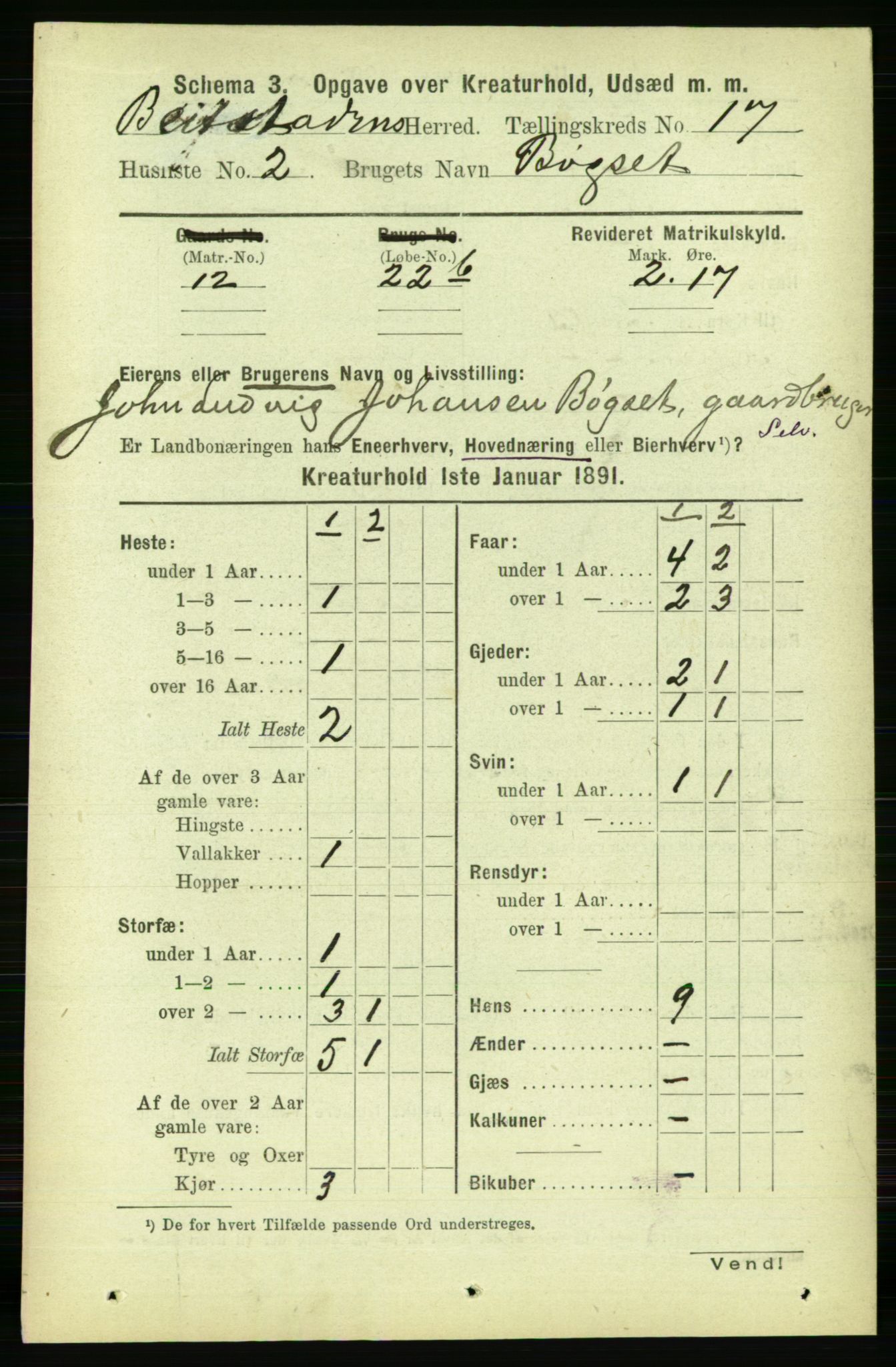 RA, 1891 census for 1727 Beitstad, 1891, p. 6707