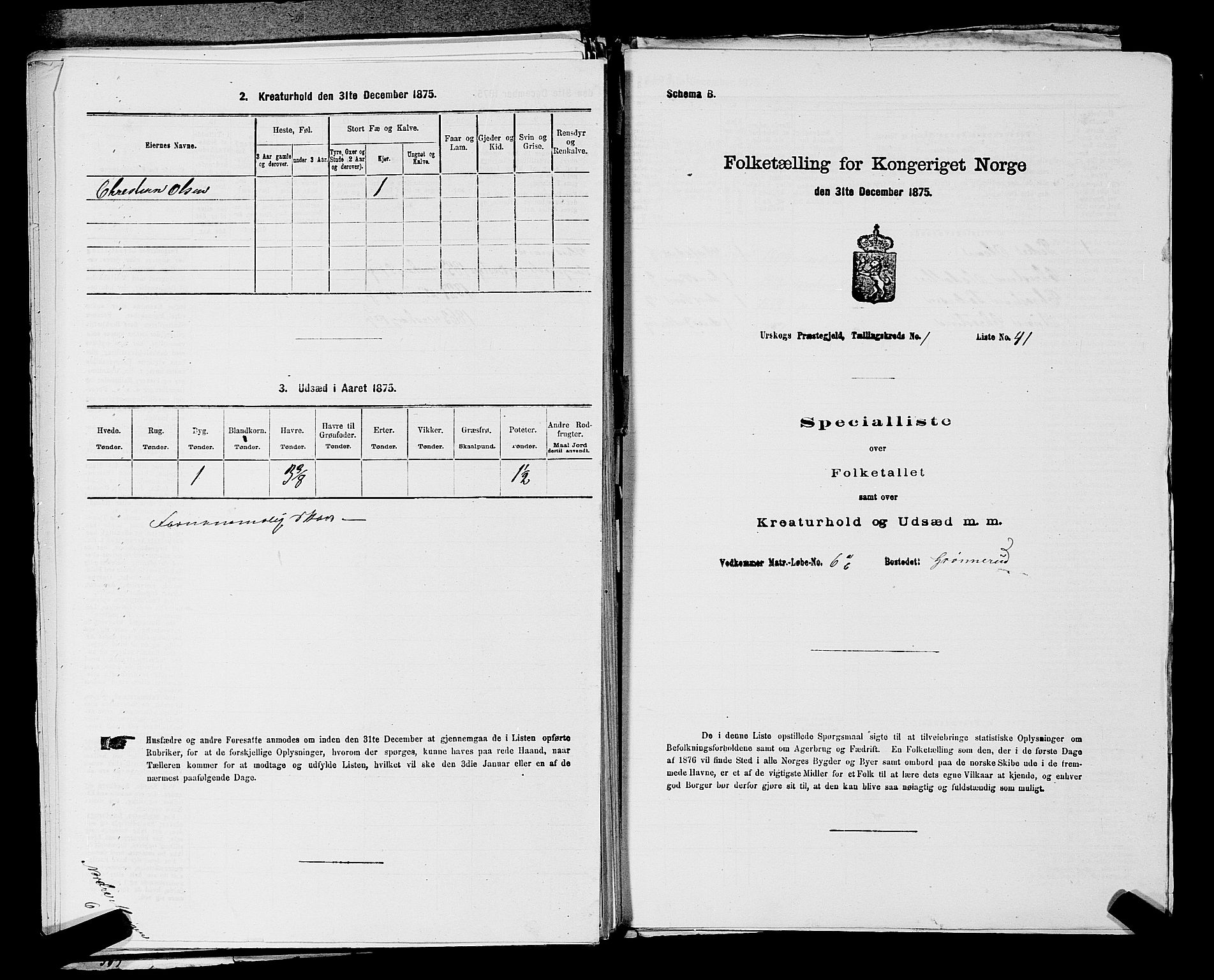 RA, 1875 census for 0224P Aurskog, 1875, p. 128