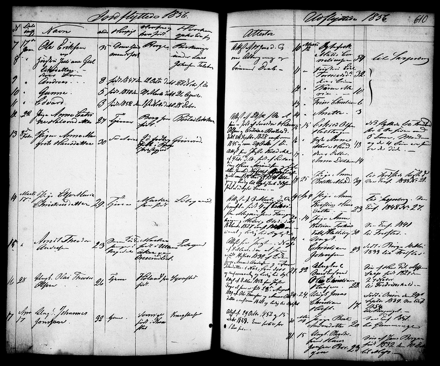 Skjeberg prestekontor Kirkebøker, AV/SAO-A-10923/F/Fa/L0006: Parish register (official) no. I 6, 1846-1858, p. 610