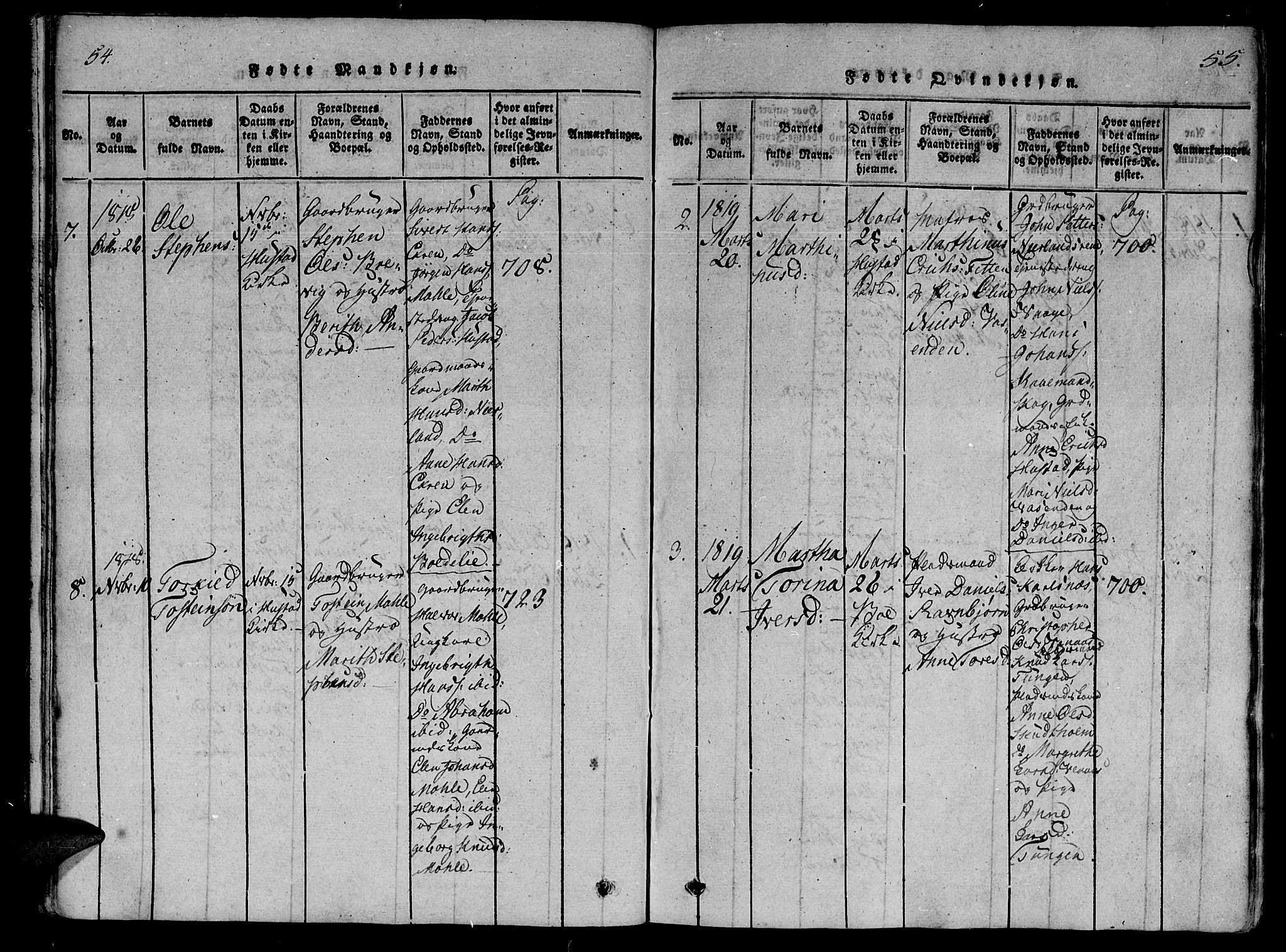 Ministerialprotokoller, klokkerbøker og fødselsregistre - Møre og Romsdal, AV/SAT-A-1454/566/L0764: Parish register (official) no. 566A03 /2, 1817-1829, p. 54-55