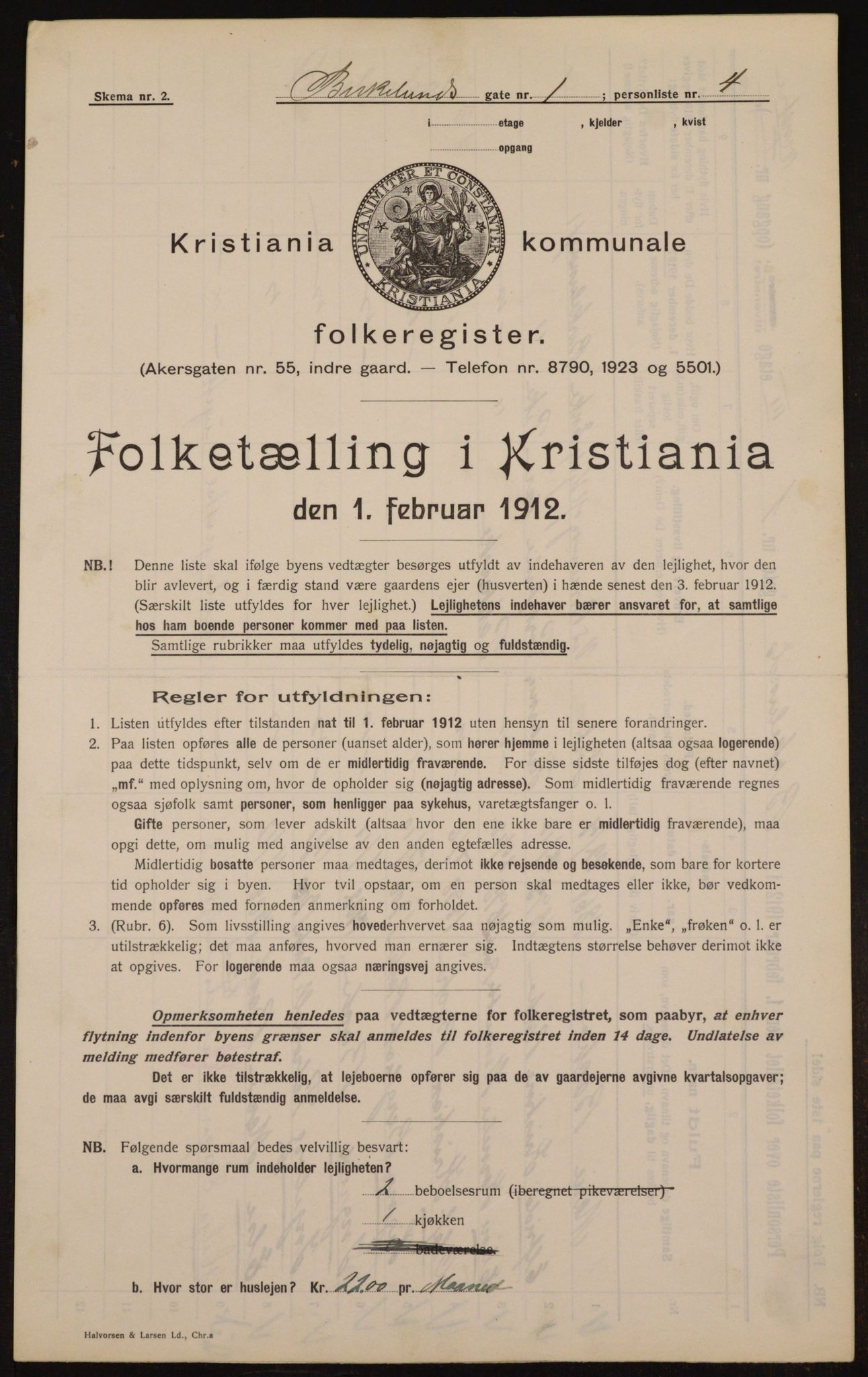 OBA, Municipal Census 1912 for Kristiania, 1912, p. 5040