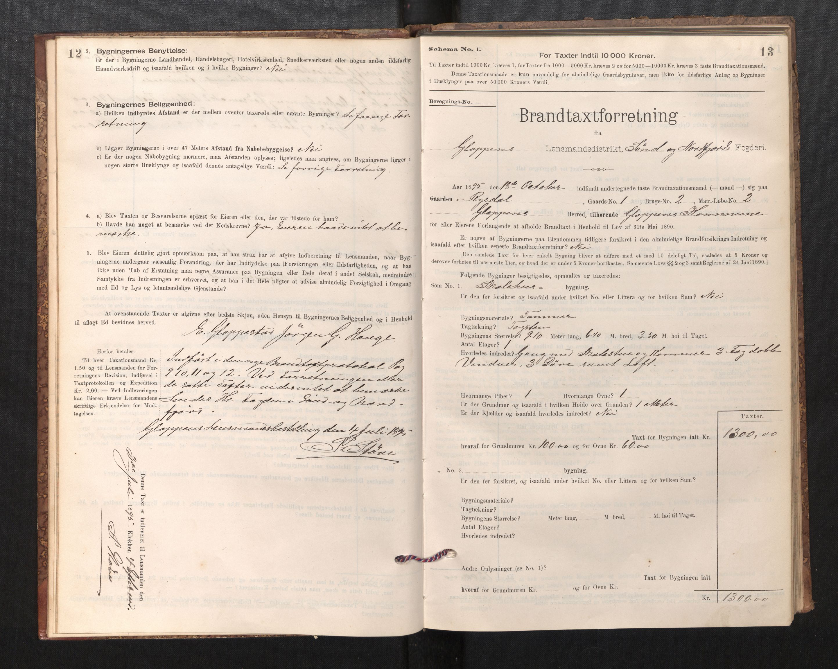 Lensmannen i Gloppen og Breim, SAB/A-27801/0012/L0003: Branntakstprotokoll, skjematakst, 1894-1931, p. 12-13