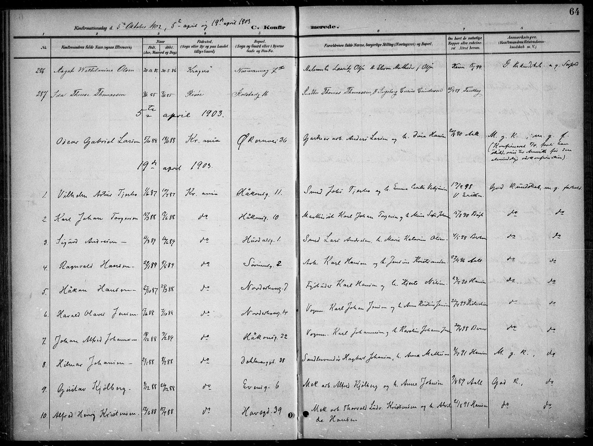 Kampen prestekontor Kirkebøker, SAO/A-10853/F/Fa/L0009: Parish register (official) no. I 9, 1899-1911, p. 64