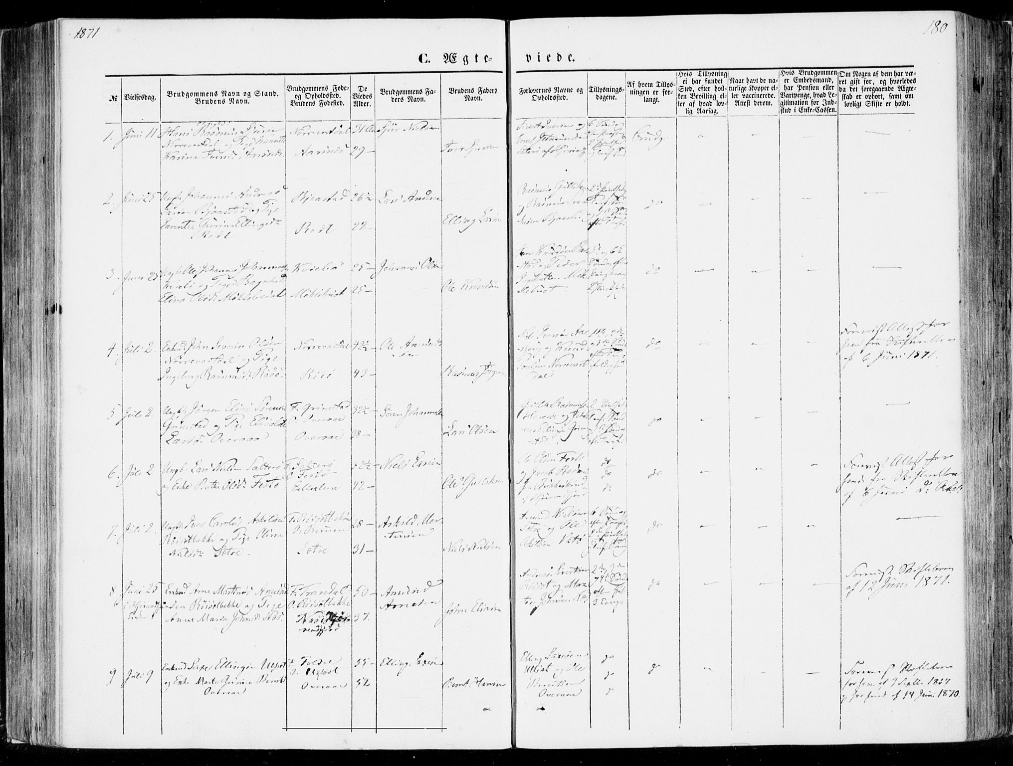 Ministerialprotokoller, klokkerbøker og fødselsregistre - Møre og Romsdal, SAT/A-1454/510/L0121: Parish register (official) no. 510A01, 1848-1877, p. 180