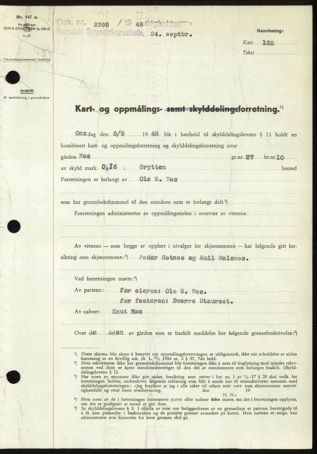 Romsdal sorenskriveri, AV/SAT-A-4149/1/2/2C: Mortgage book no. A27, 1948-1948, Diary no: : 2395/1948