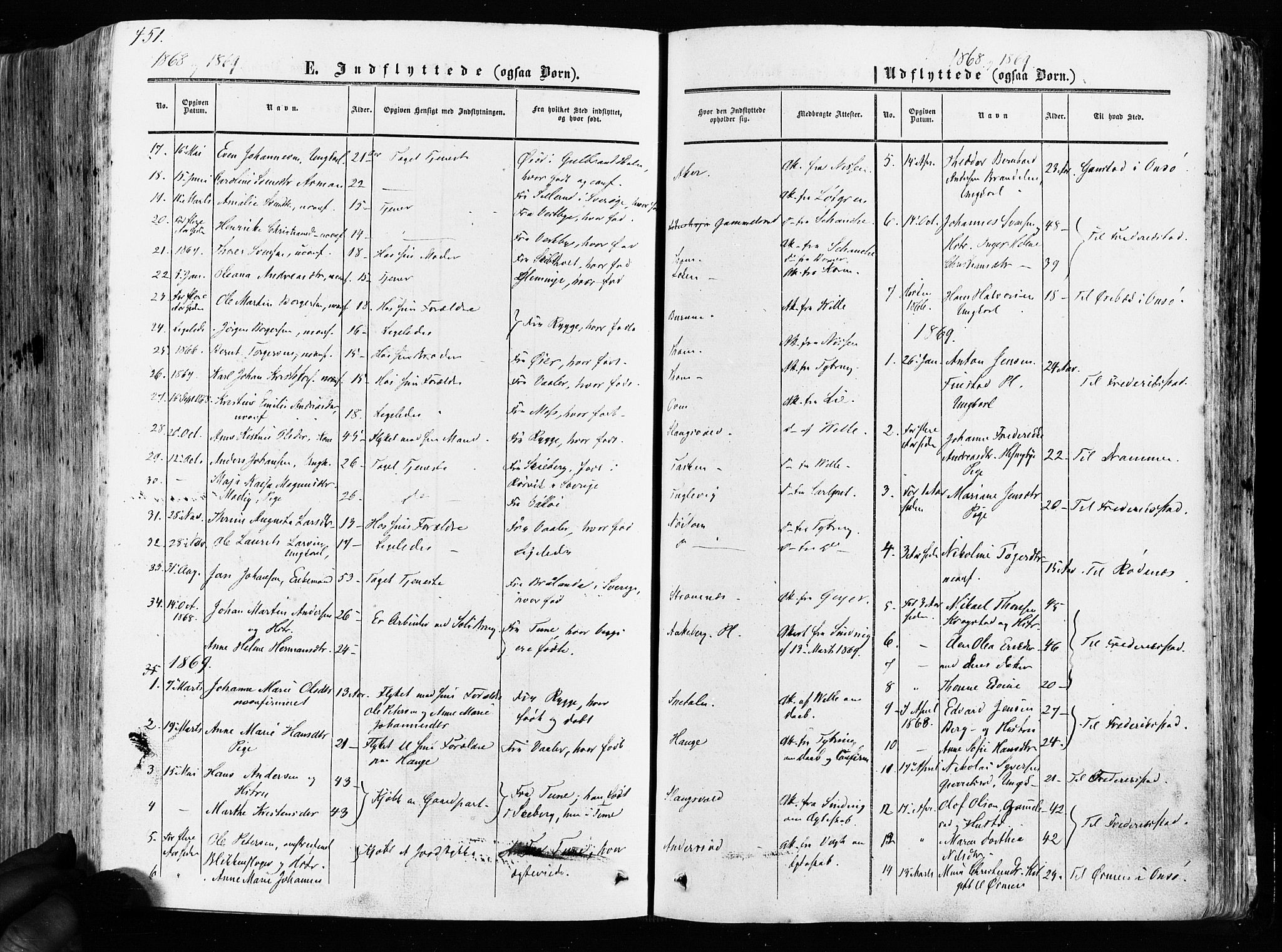 Råde prestekontor kirkebøker, AV/SAO-A-2009/F/Fa/L0006: Parish register (official) no. 6, 1854-1877, p. 451