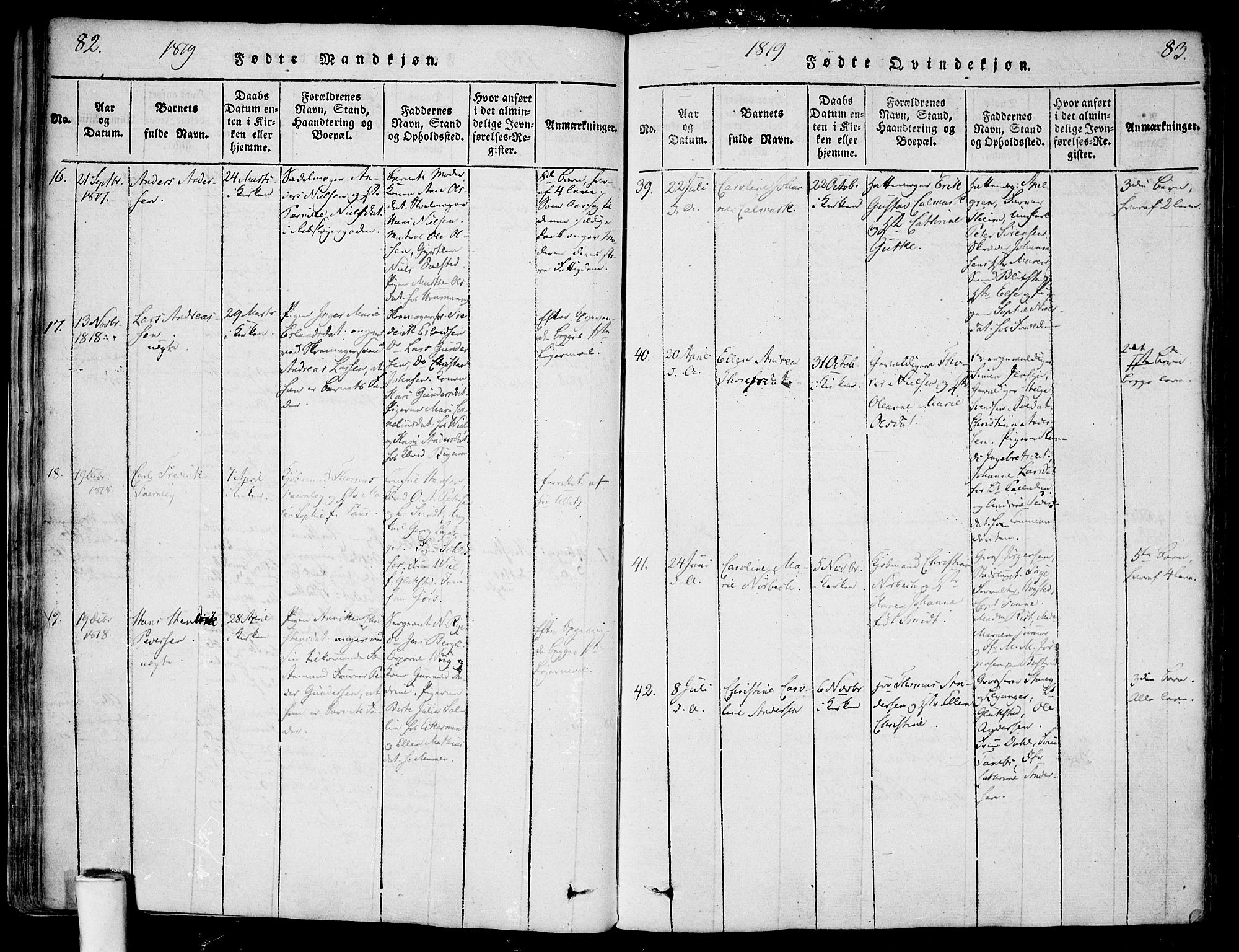 Halden prestekontor Kirkebøker, SAO/A-10909/F/Fa/L0003: Parish register (official) no. I 3, 1815-1834, p. 82-83