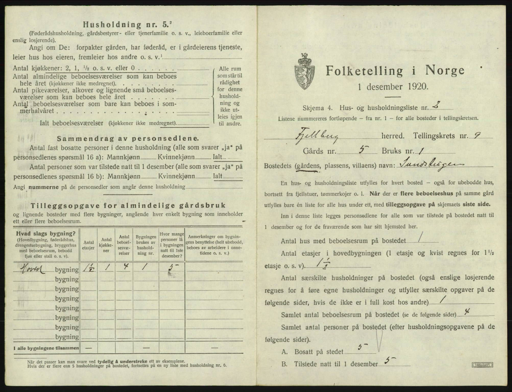 SAB, 1920 census for Fjelberg, 1920, p. 553