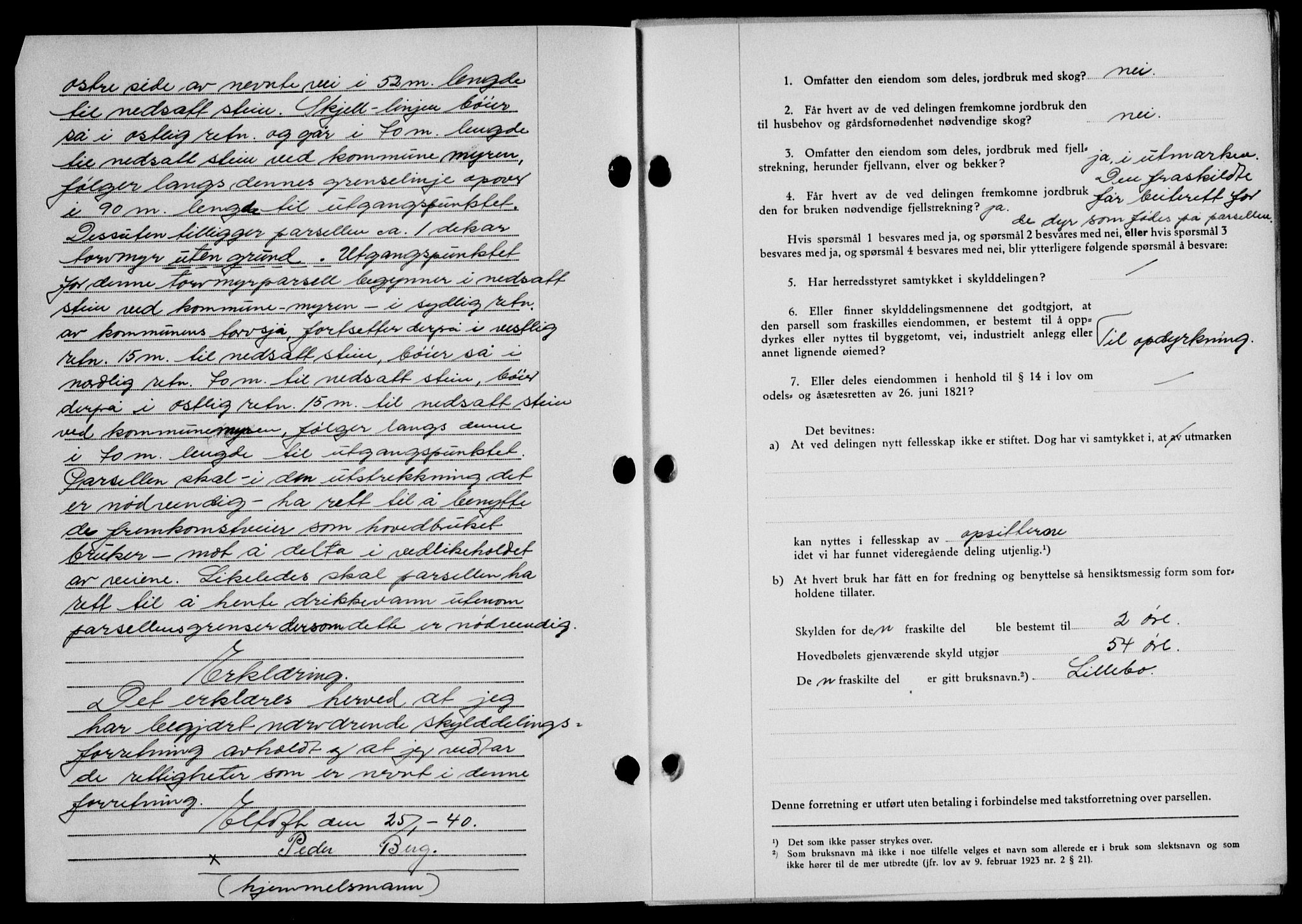 Lofoten sorenskriveri, SAT/A-0017/1/2/2C/L0007a: Mortgage book no. 7a, 1939-1940, Diary no: : 236/1940