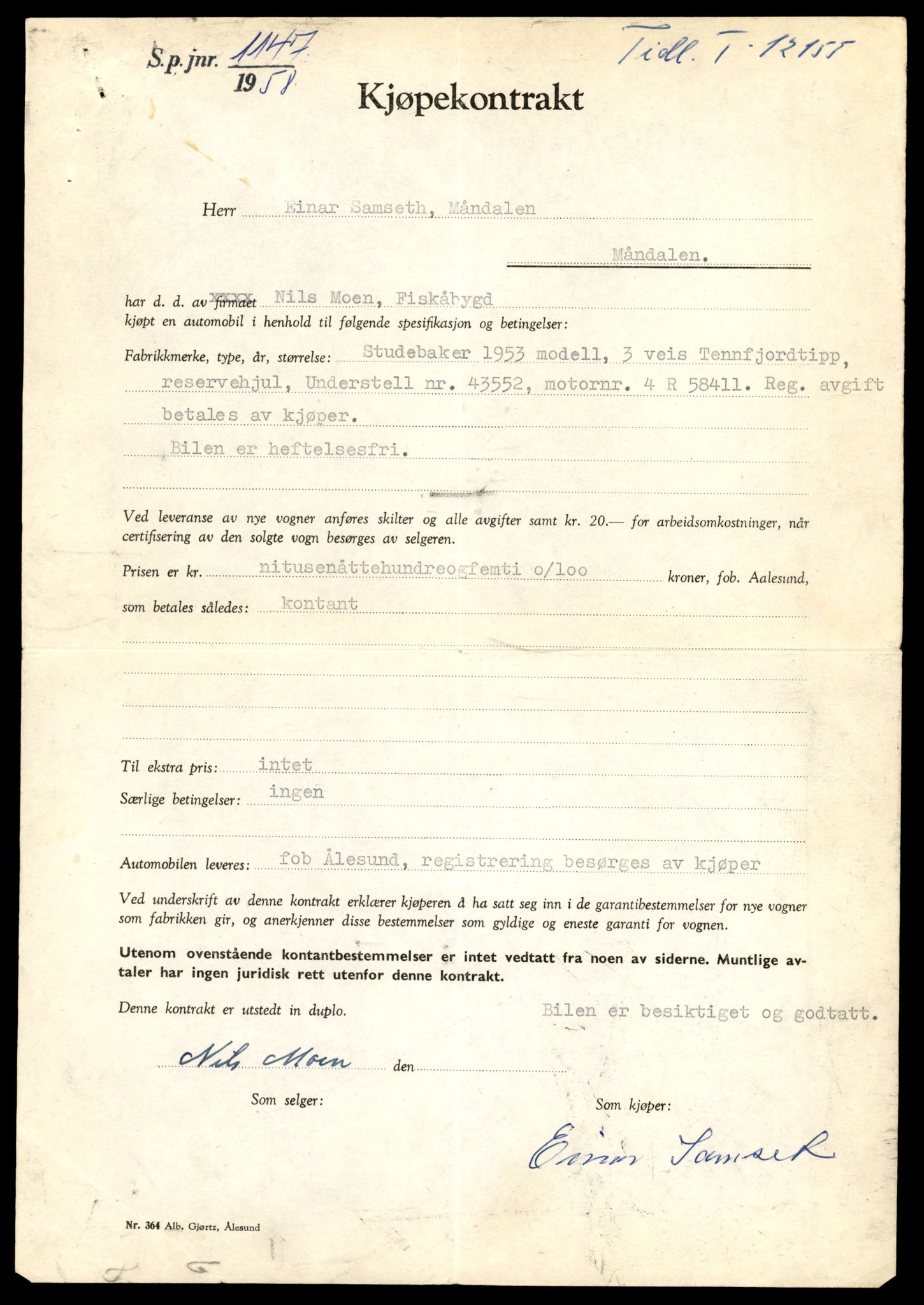 Møre og Romsdal vegkontor - Ålesund trafikkstasjon, AV/SAT-A-4099/F/Fe/L0033: Registreringskort for kjøretøy T 12151 - T 12474, 1927-1998, p. 177