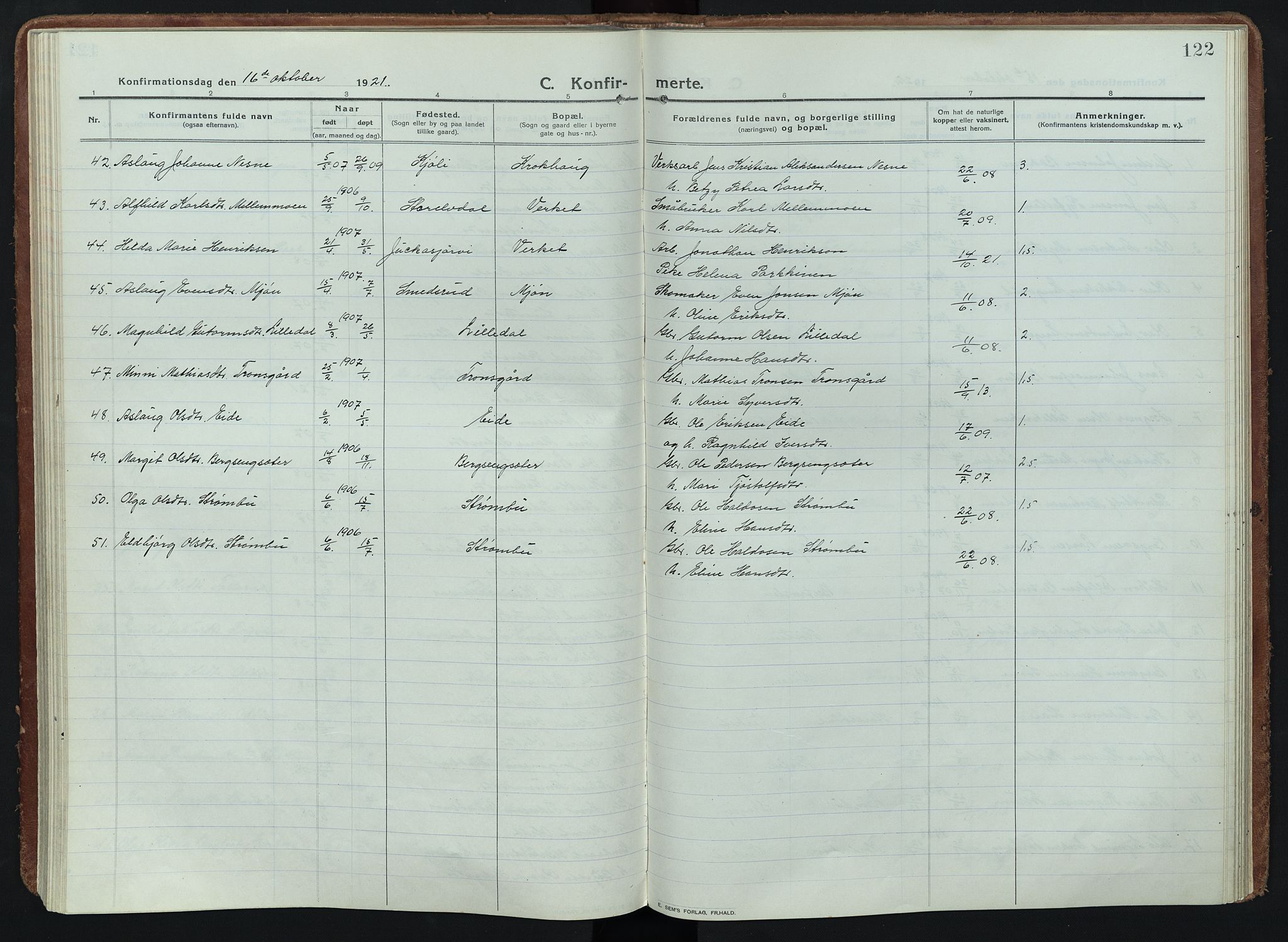 Alvdal prestekontor, SAH/PREST-060/H/Ha/Haa/L0005: Parish register (official) no. 5, 1913-1930, p. 122