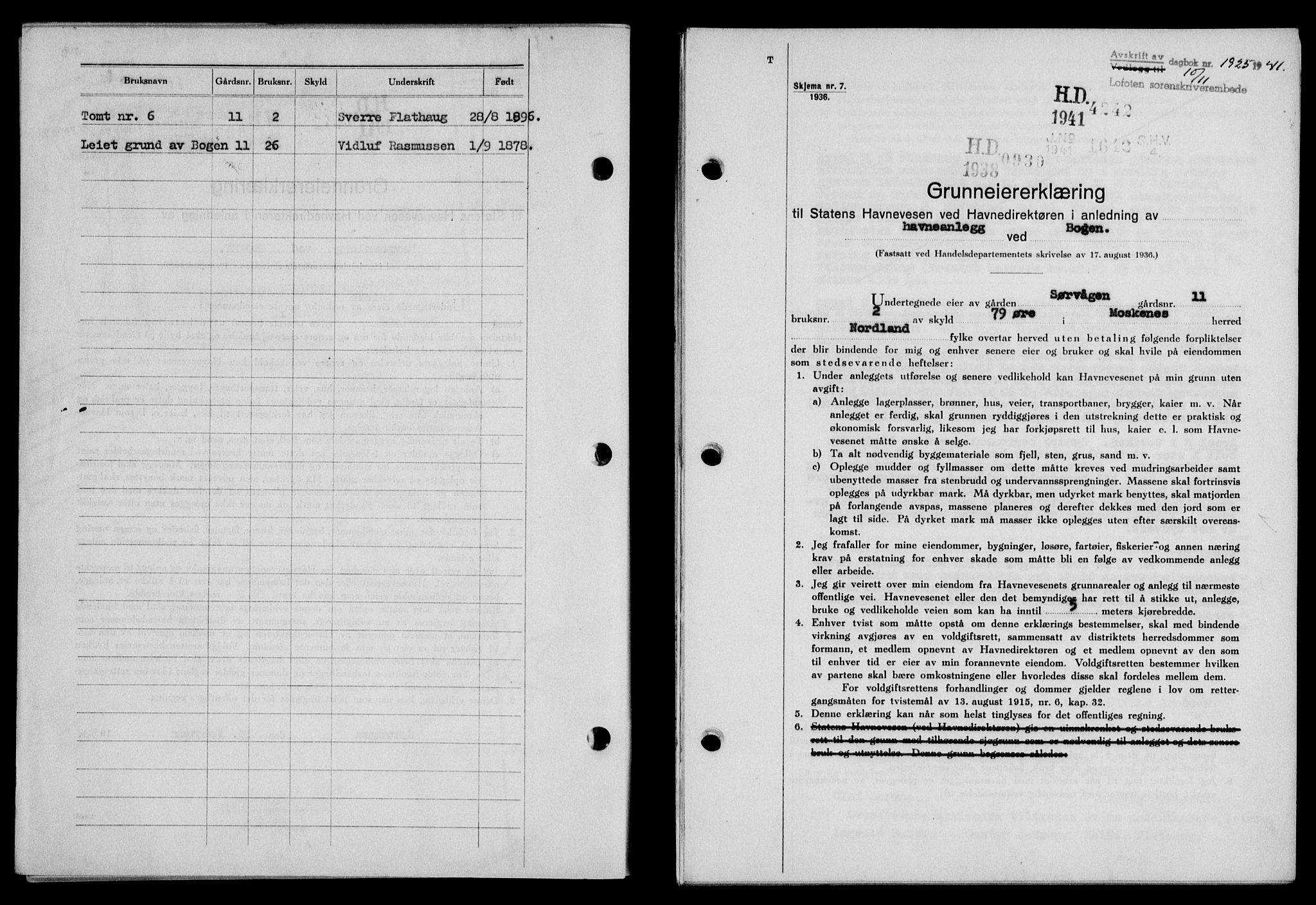 Lofoten sorenskriveri, SAT/A-0017/1/2/2C/L0009a: Mortgage book no. 9a, 1941-1942, Diary no: : 1925/1941