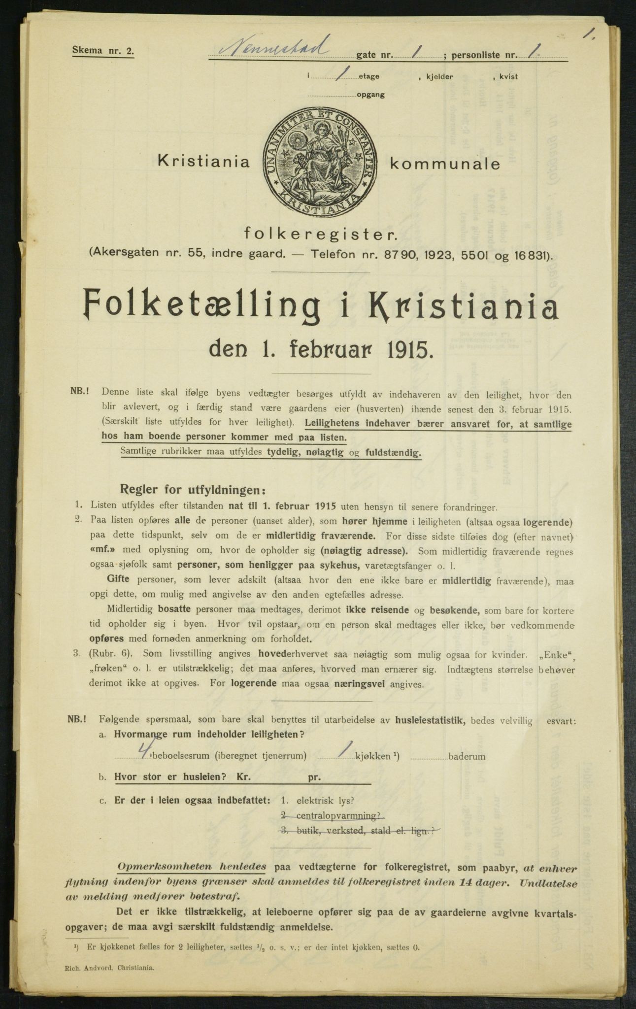 OBA, Municipal Census 1915 for Kristiania, 1915, p. 68467