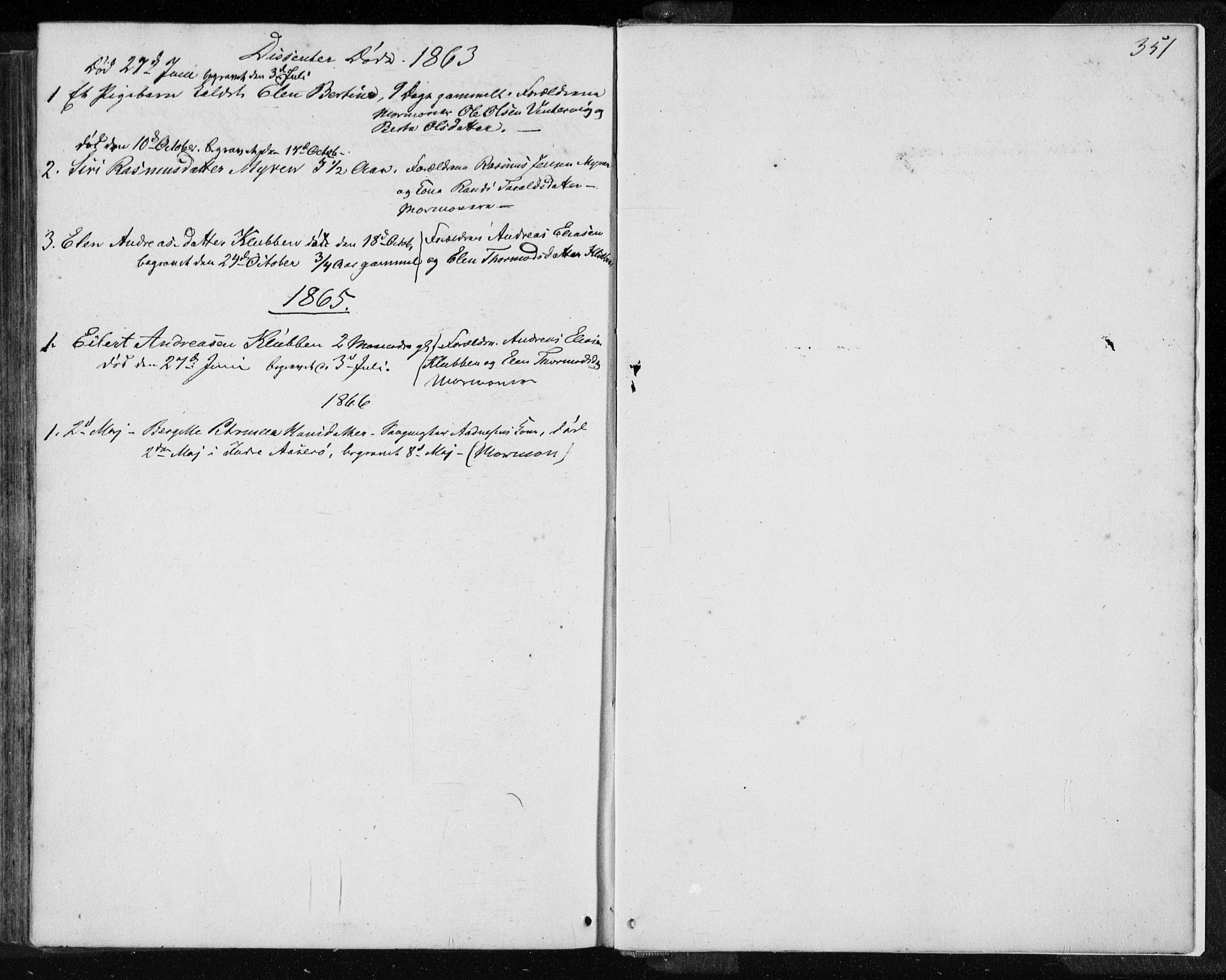 Jelsa sokneprestkontor, SAST/A-101842/01/IV: Parish register (official) no. A 7, 1854-1866, p. 351