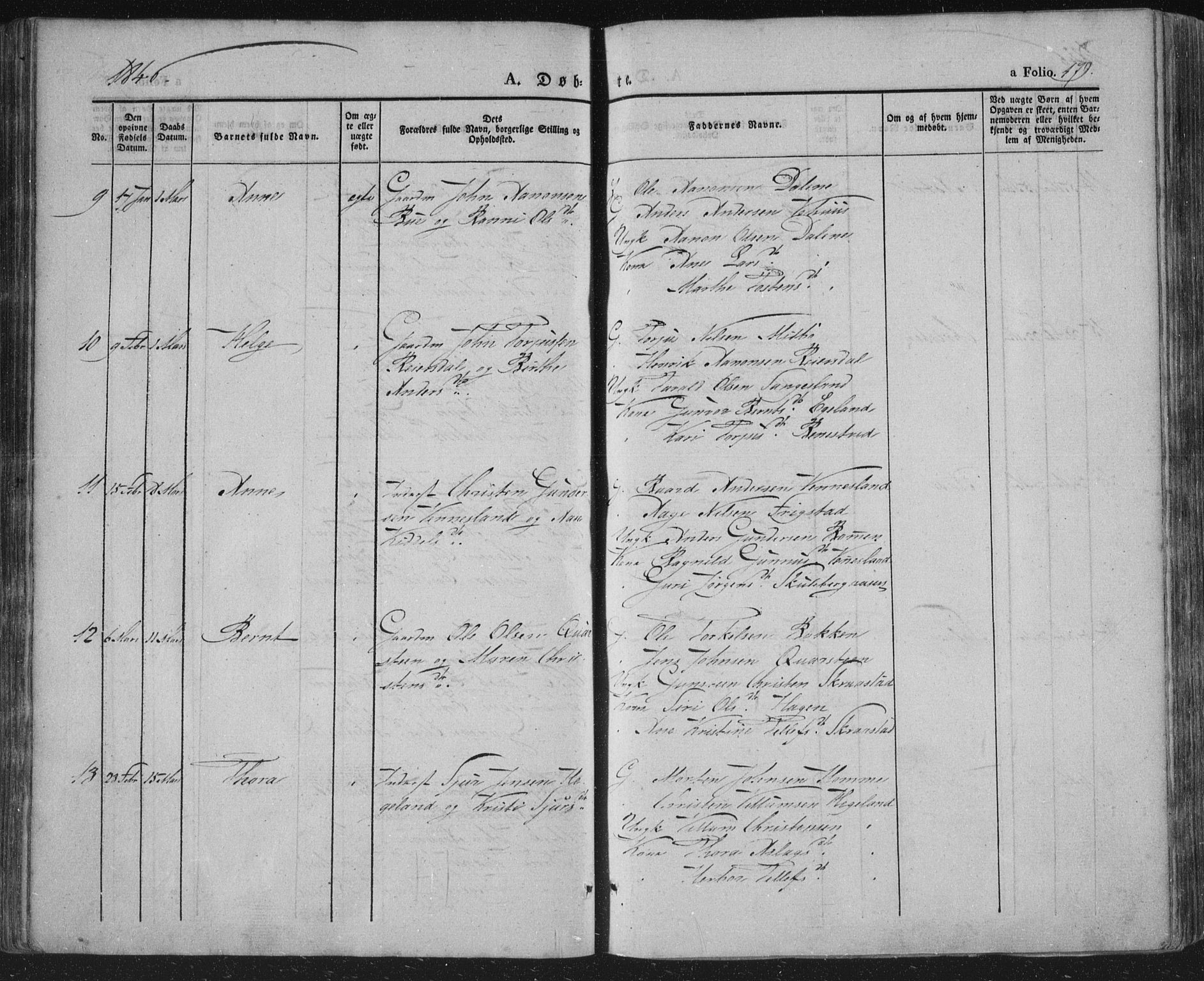 Vennesla sokneprestkontor, AV/SAK-1111-0045/Fa/Fac/L0004: Parish register (official) no. A 4, 1834-1855, p. 179