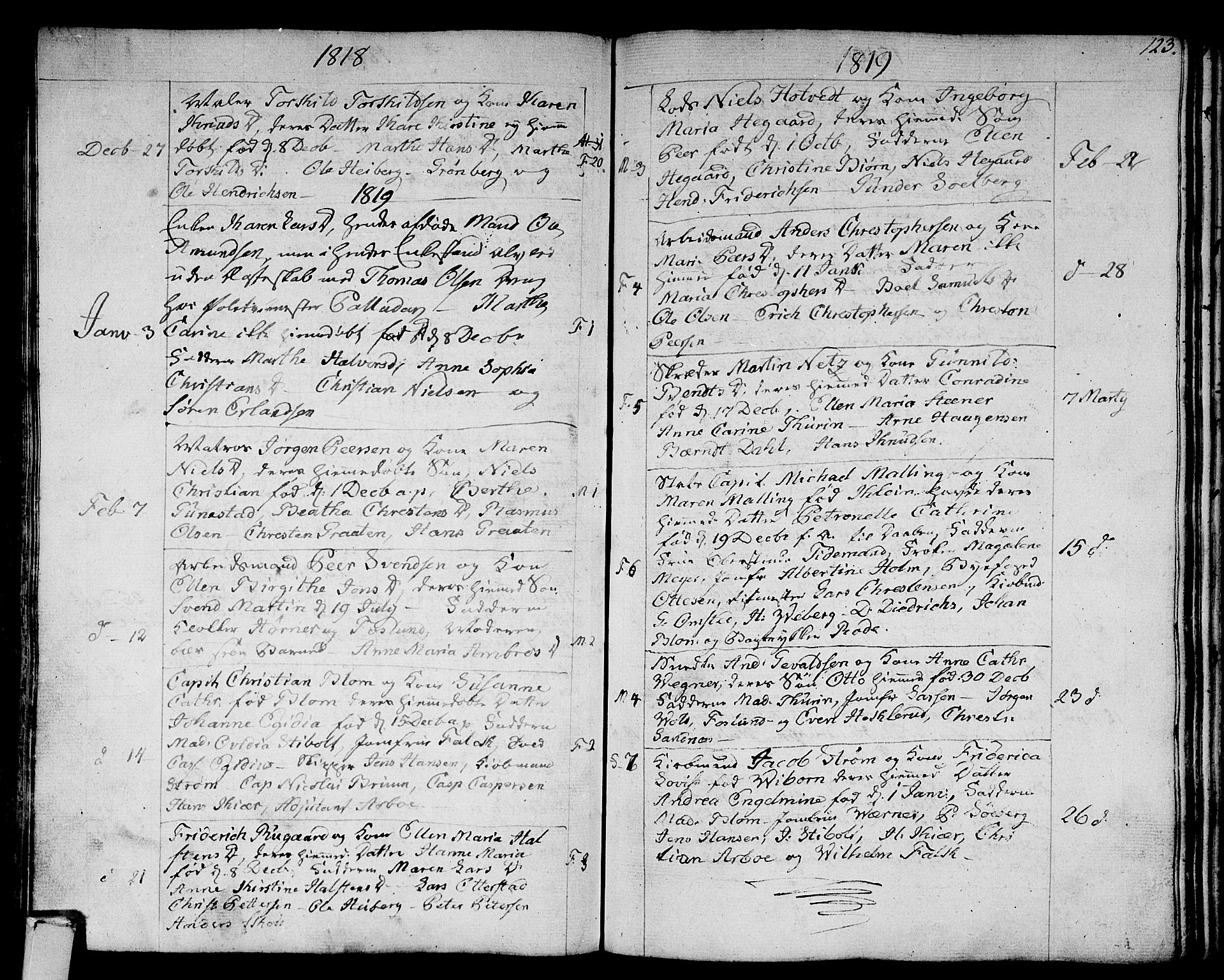 Strømsø kirkebøker, AV/SAKO-A-246/F/Fa/L0010: Parish register (official) no. I 10, 1792-1822, p. 123