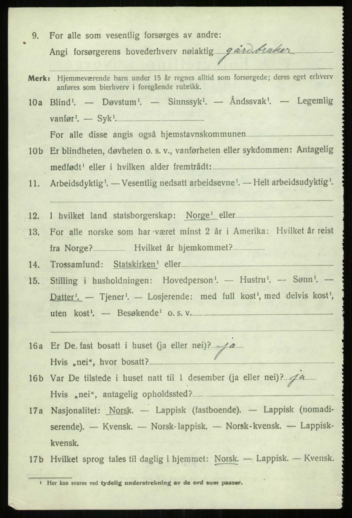 SATØ, 1920 census for Bardu, 1920, p. 3845