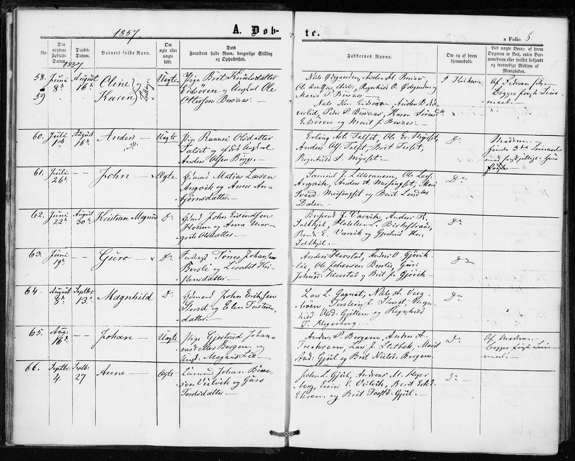 Ministerialprotokoller, klokkerbøker og fødselsregistre - Møre og Romsdal, AV/SAT-A-1454/586/L0985: Parish register (official) no. 586A11, 1857-1866, p. 8