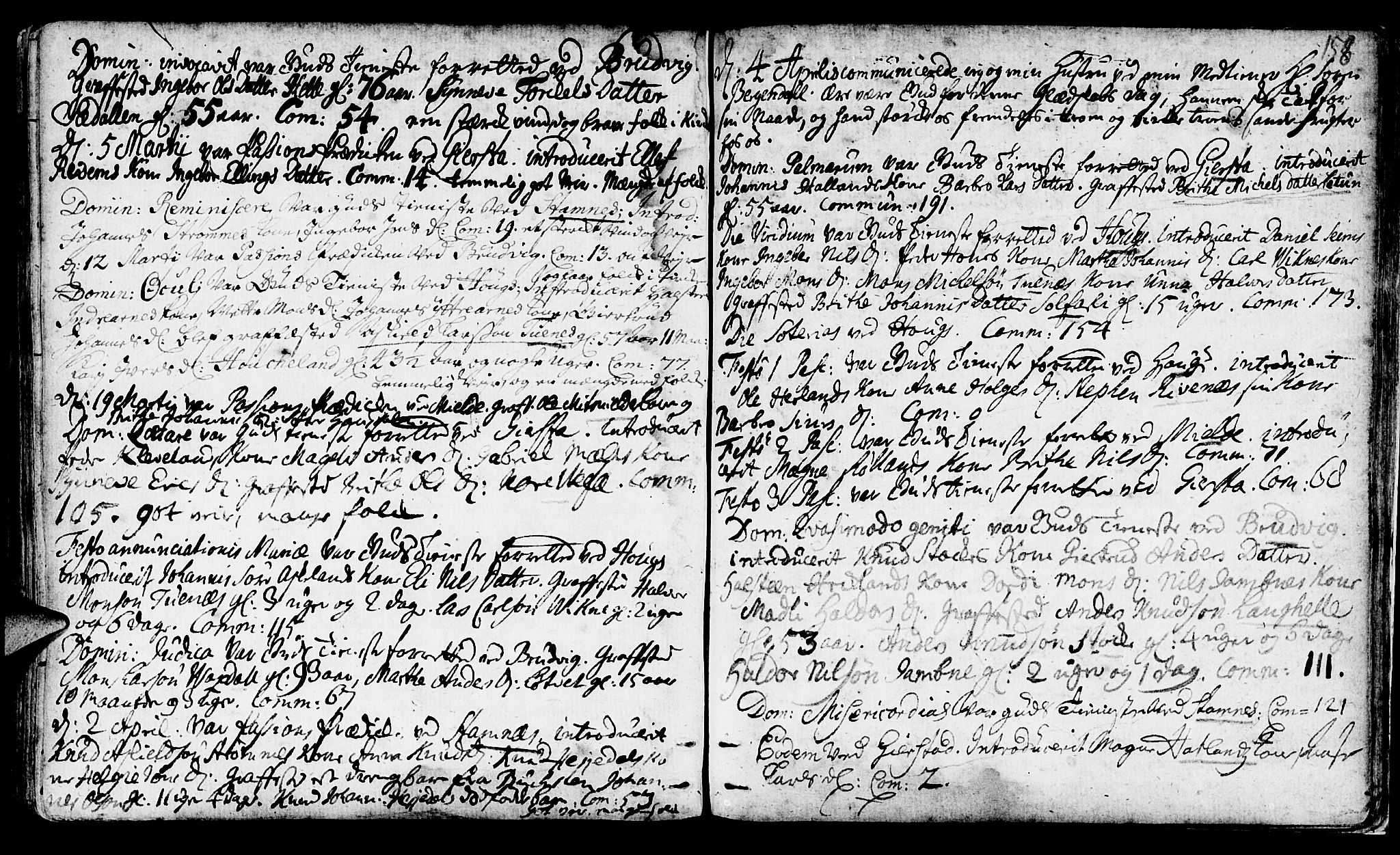 Haus sokneprestembete, SAB/A-75601/H/Haa: Parish register (official) no. A 4, 1723-1733, p. 158