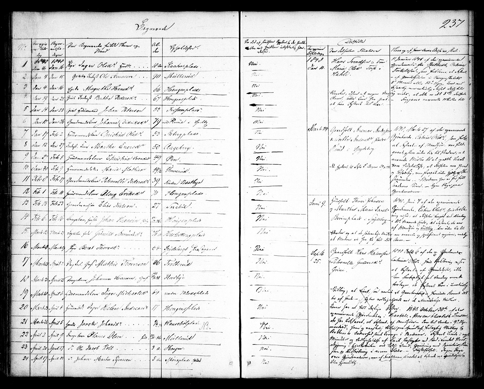 Spydeberg prestekontor Kirkebøker, SAO/A-10924/F/Fa/L0005: Parish register (official) no. I 5, 1842-1862, p. 237
