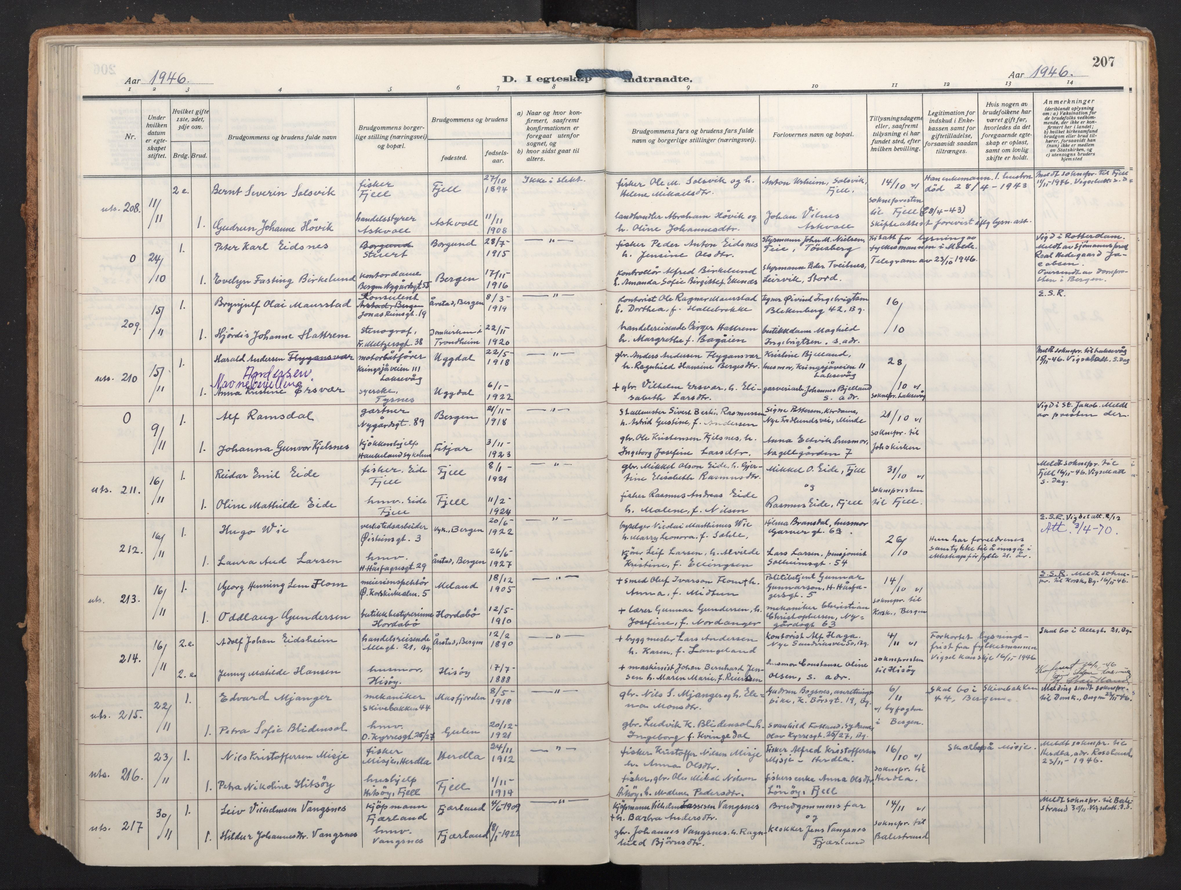 Johanneskirken sokneprestembete, AV/SAB-A-76001/H/Haa/L0014: Parish register (official) no. D 3, 1929-1949, p. 206b-207a