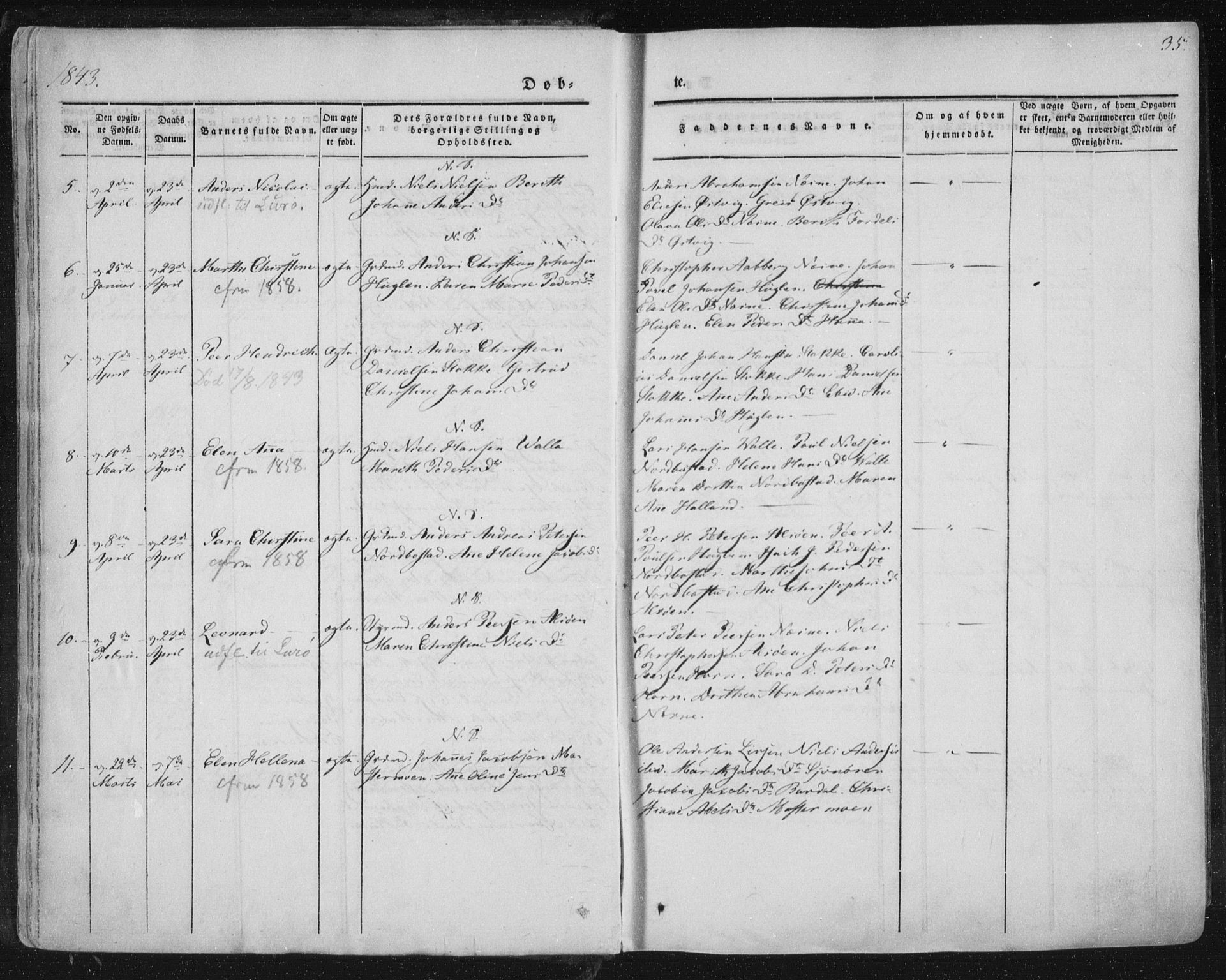 Ministerialprotokoller, klokkerbøker og fødselsregistre - Nordland, AV/SAT-A-1459/838/L0549: Parish register (official) no. 838A07, 1840-1854, p. 35