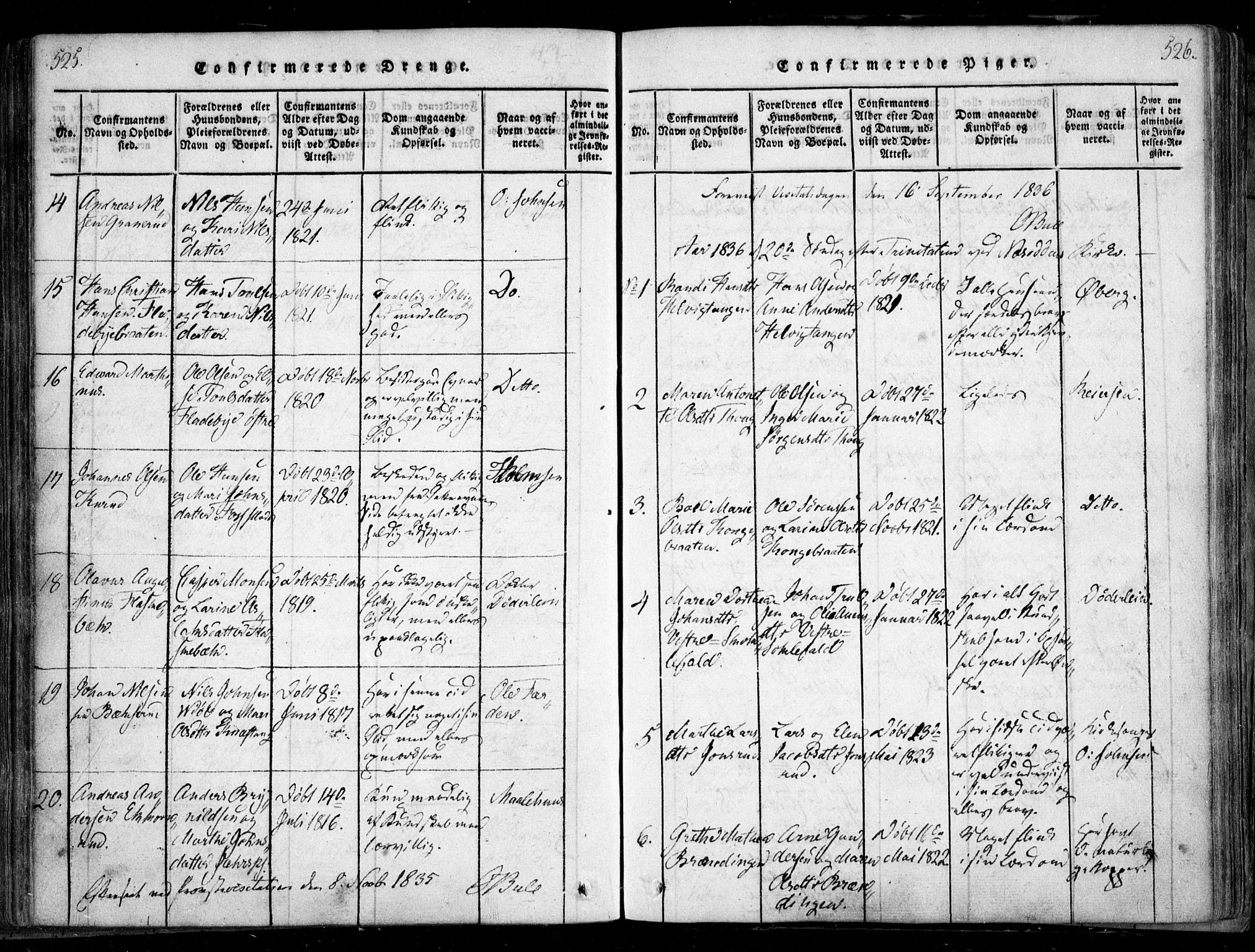 Nesodden prestekontor Kirkebøker, SAO/A-10013/F/Fa/L0006: Parish register (official) no. I 6, 1814-1847, p. 525-526