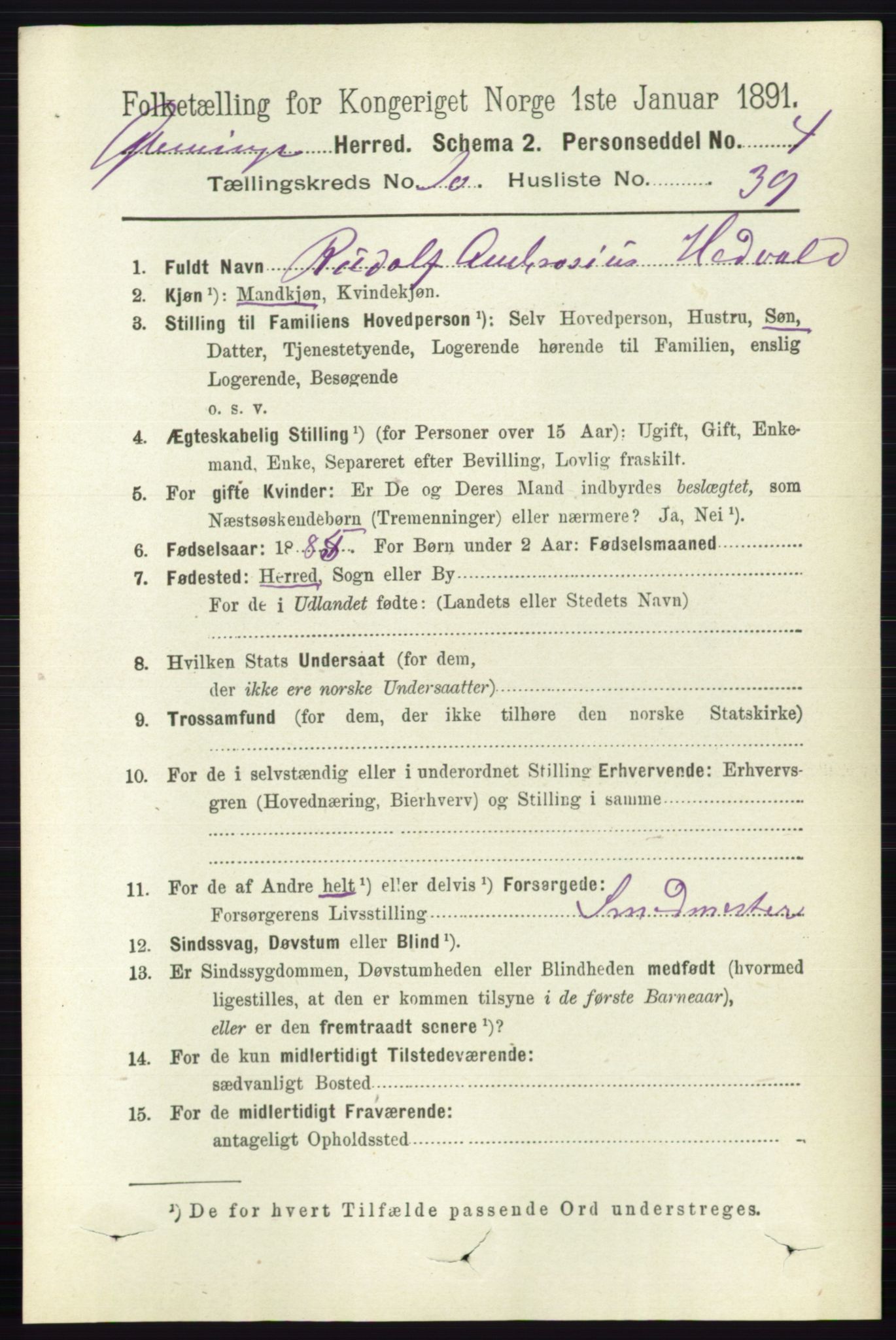 RA, 1891 census for 0132 Glemmen, 1891, p. 10270