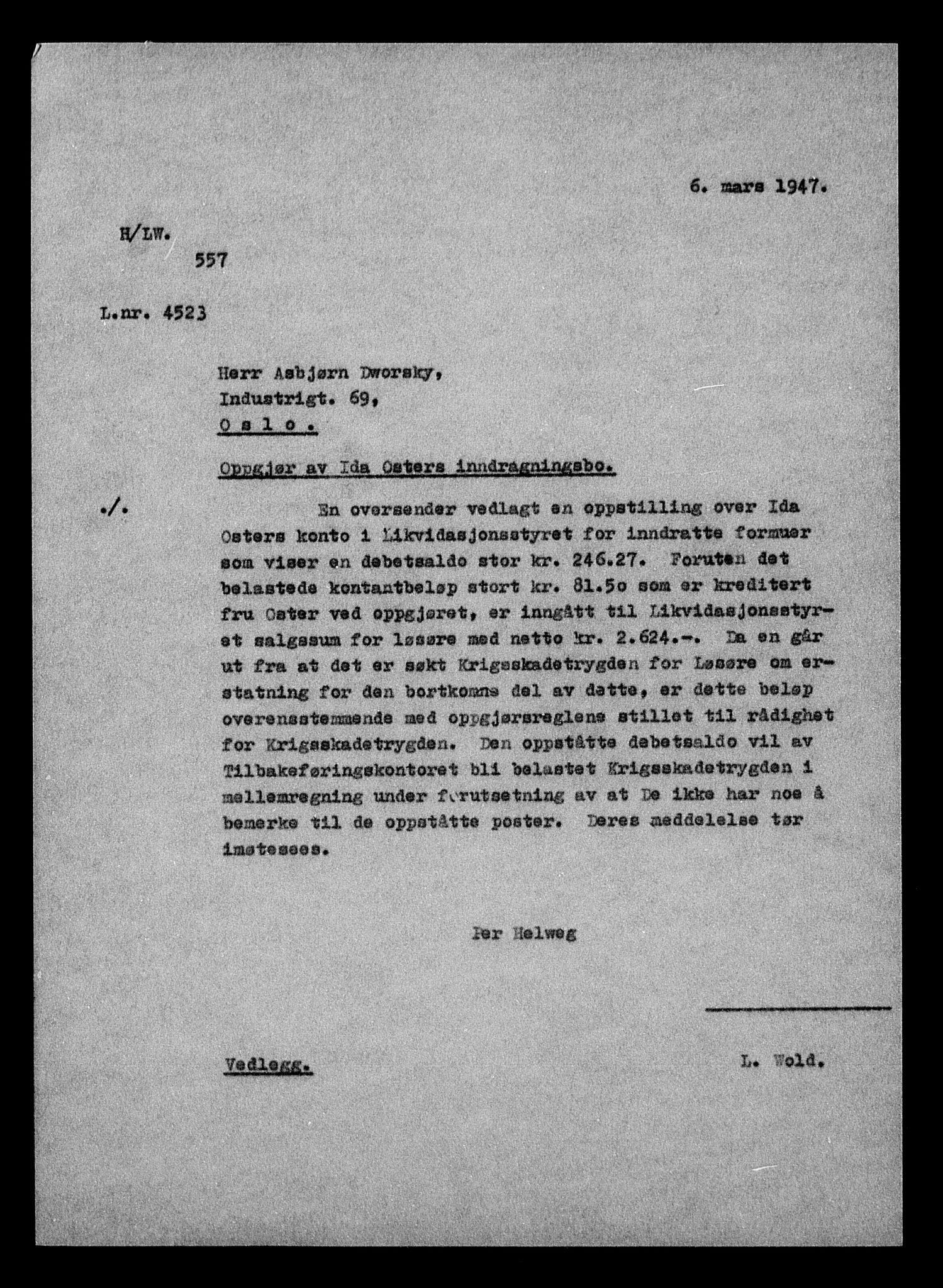 Justisdepartementet, Tilbakeføringskontoret for inndratte formuer, AV/RA-S-1564/H/Hc/Hcc/L0968: --, 1945-1947, p. 85