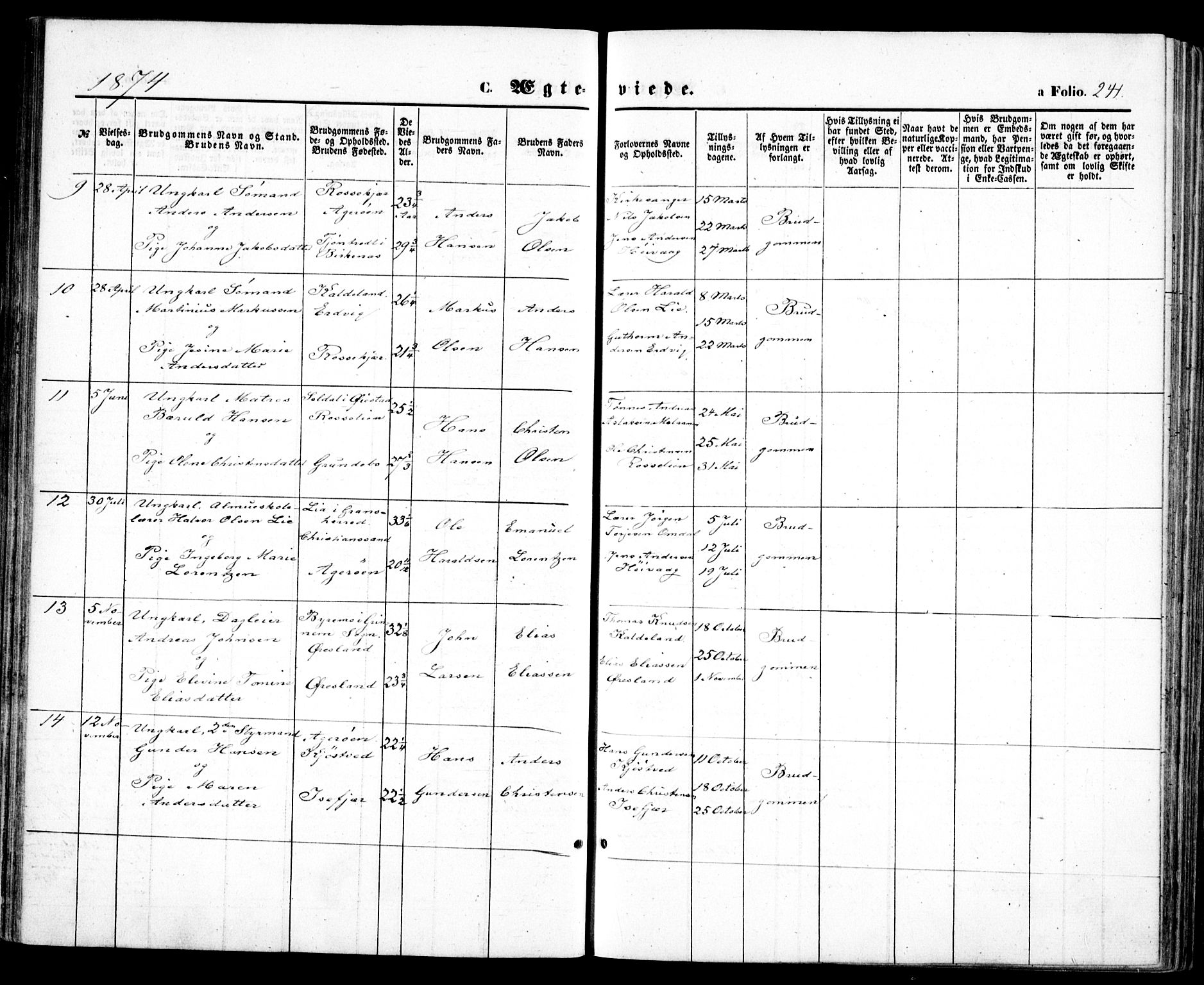 Høvåg sokneprestkontor, SAK/1111-0025/F/Fa/L0004: Parish register (official) no. A 4, 1859-1877, p. 241