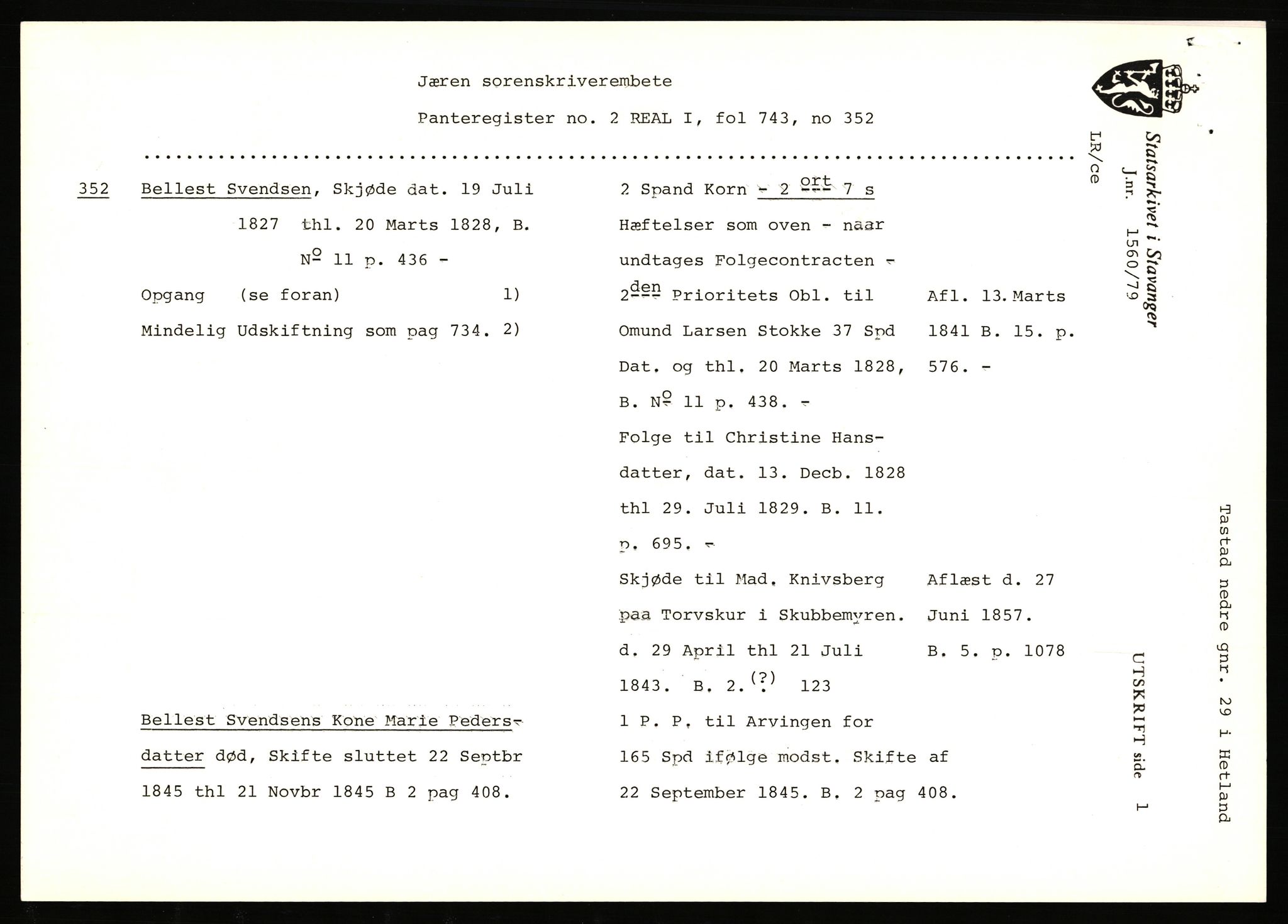 Statsarkivet i Stavanger, AV/SAST-A-101971/03/Y/Yj/L0085: Avskrifter sortert etter gårdsnavn: Sørhus - Tastad øvre, 1750-1930, p. 496