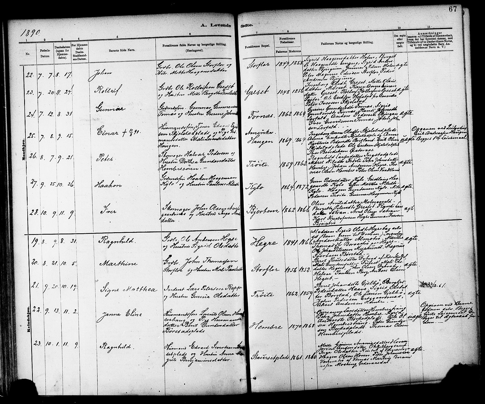 Ministerialprotokoller, klokkerbøker og fødselsregistre - Nord-Trøndelag, AV/SAT-A-1458/703/L0030: Parish register (official) no. 703A03, 1880-1892, p. 67