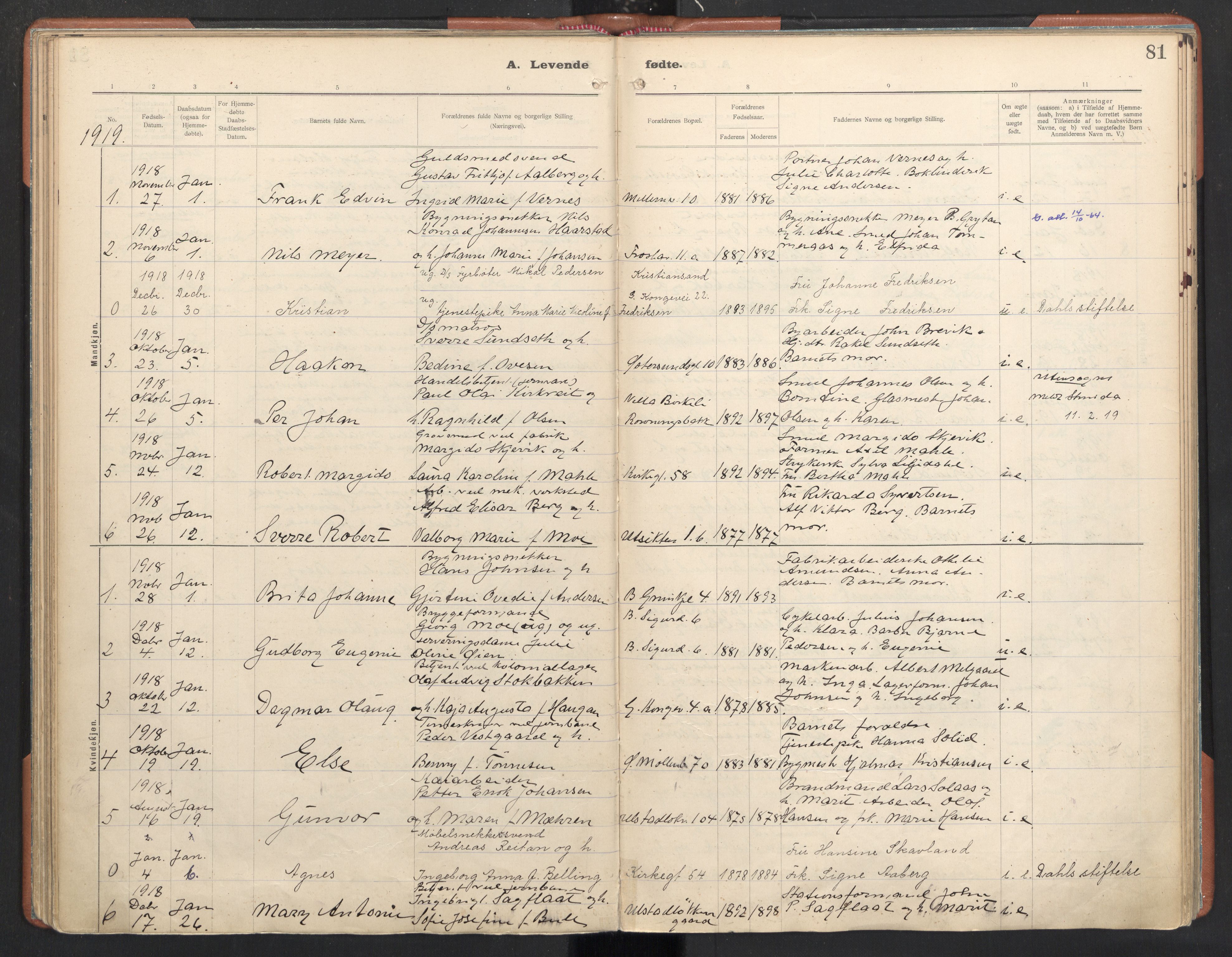 Ministerialprotokoller, klokkerbøker og fødselsregistre - Sør-Trøndelag, SAT/A-1456/605/L0246: Parish register (official) no. 605A08, 1916-1920, p. 81